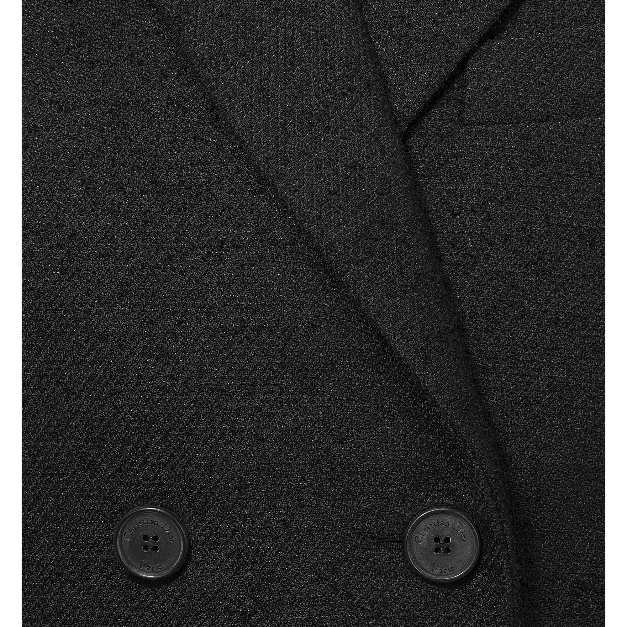 Mid-Length Blazer Dress Black Virgin Wool and Cotton Bouclé E09