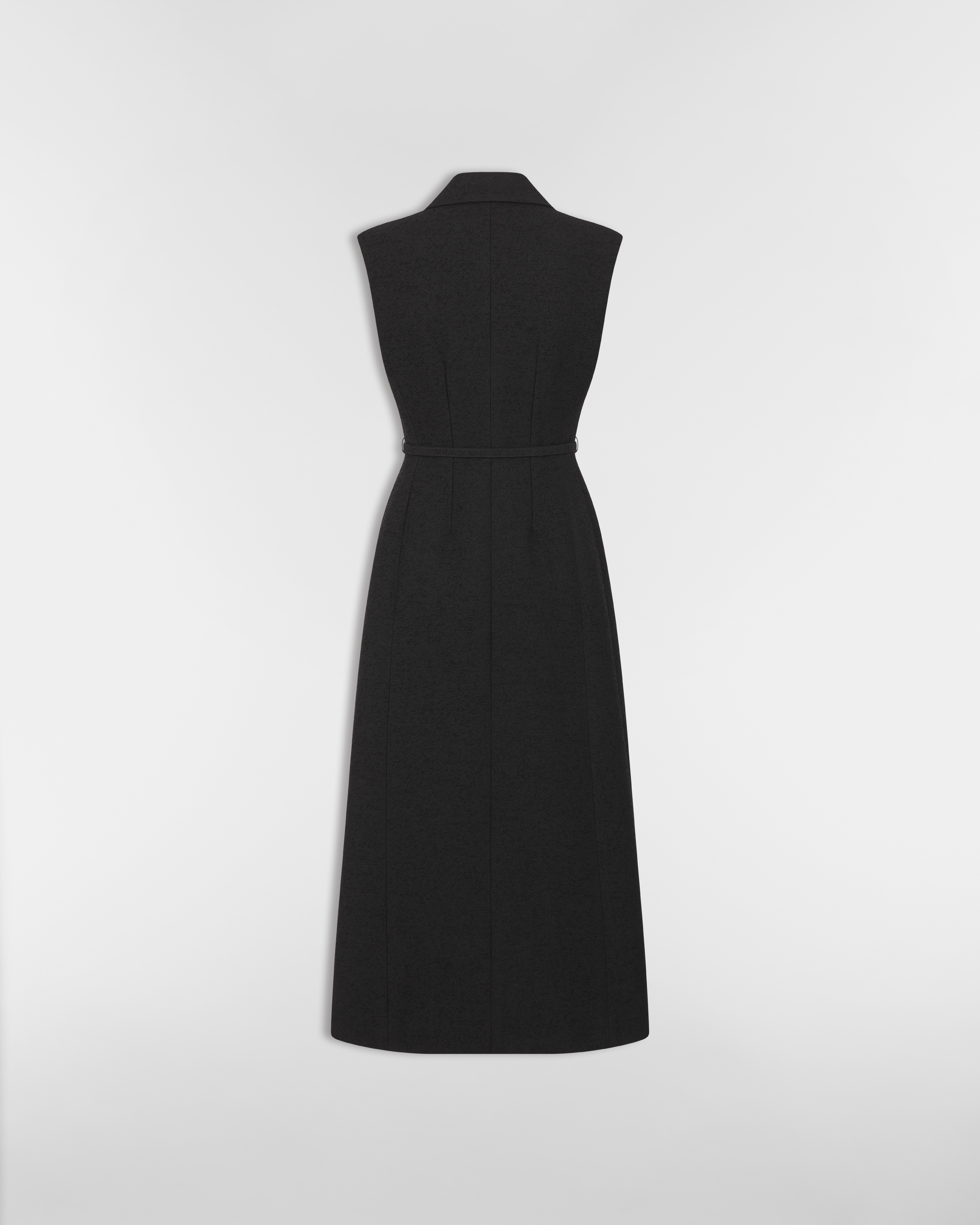 Mid-Length Blazer Dress Black Virgin Wool and Cotton Bouclé E08