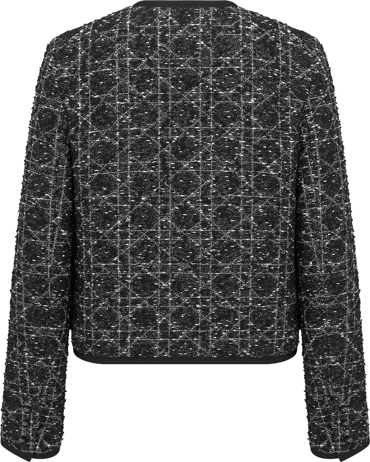 Macrocannage Cropped Jacket Black and White Technical Cotton Tweed DIOR