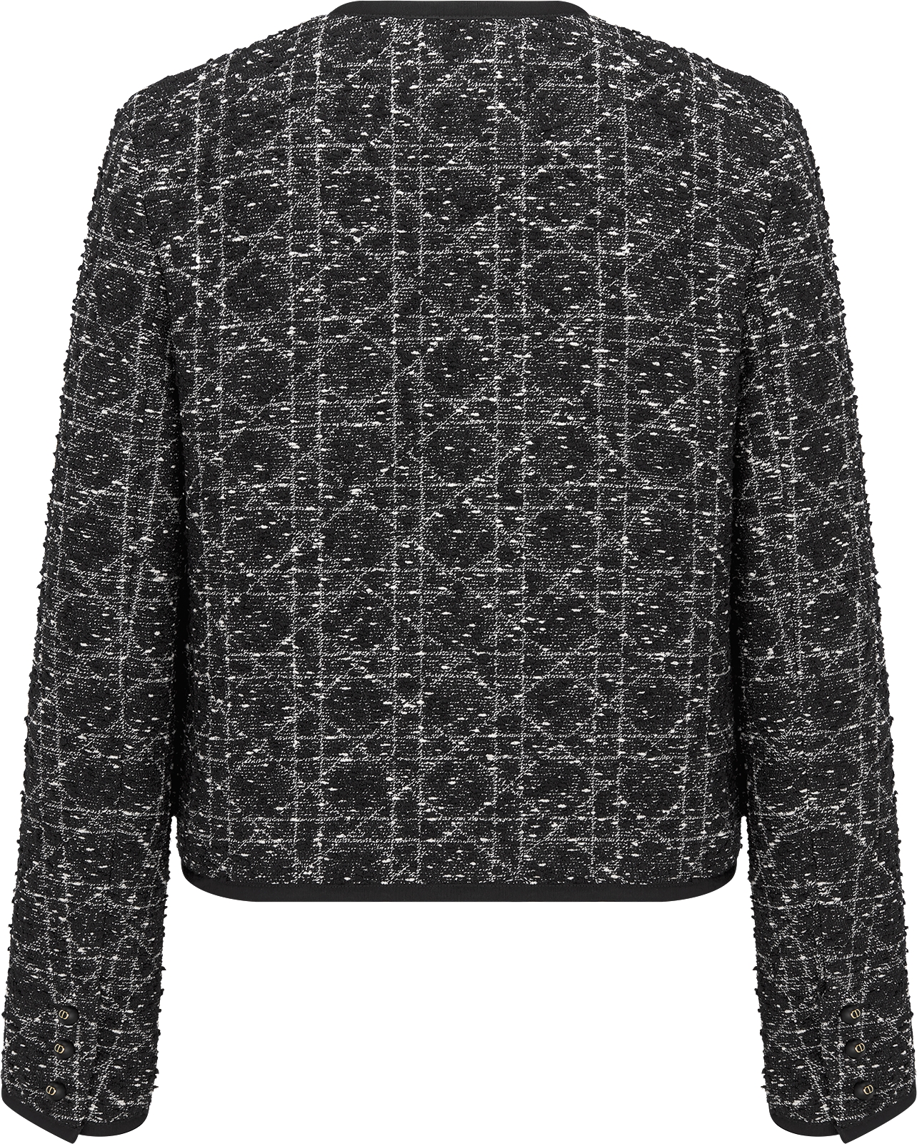 Macrocannage Cropped Jacket Black and White Technical Cotton Tweed DIOR