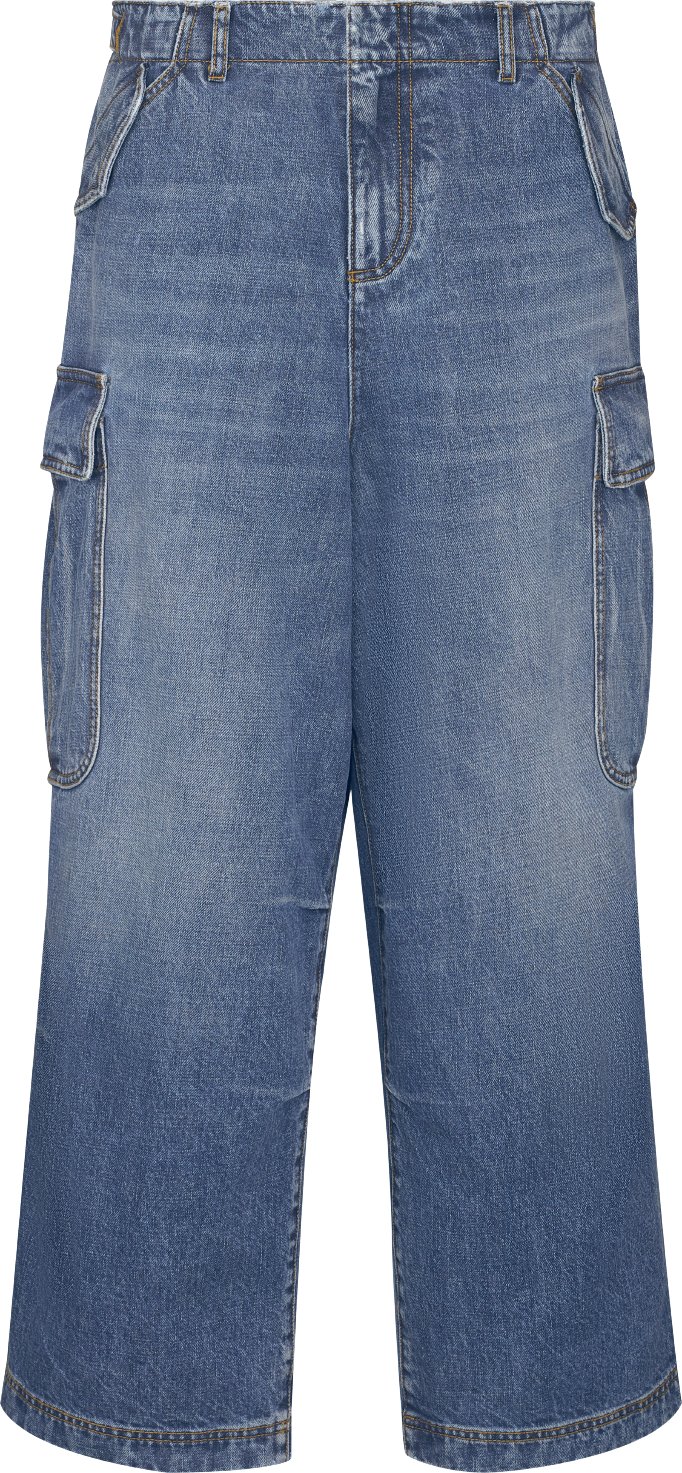 Dior 8 Cargo Jeans D02 Blue Stonewashed Cotton Denim DIOR
