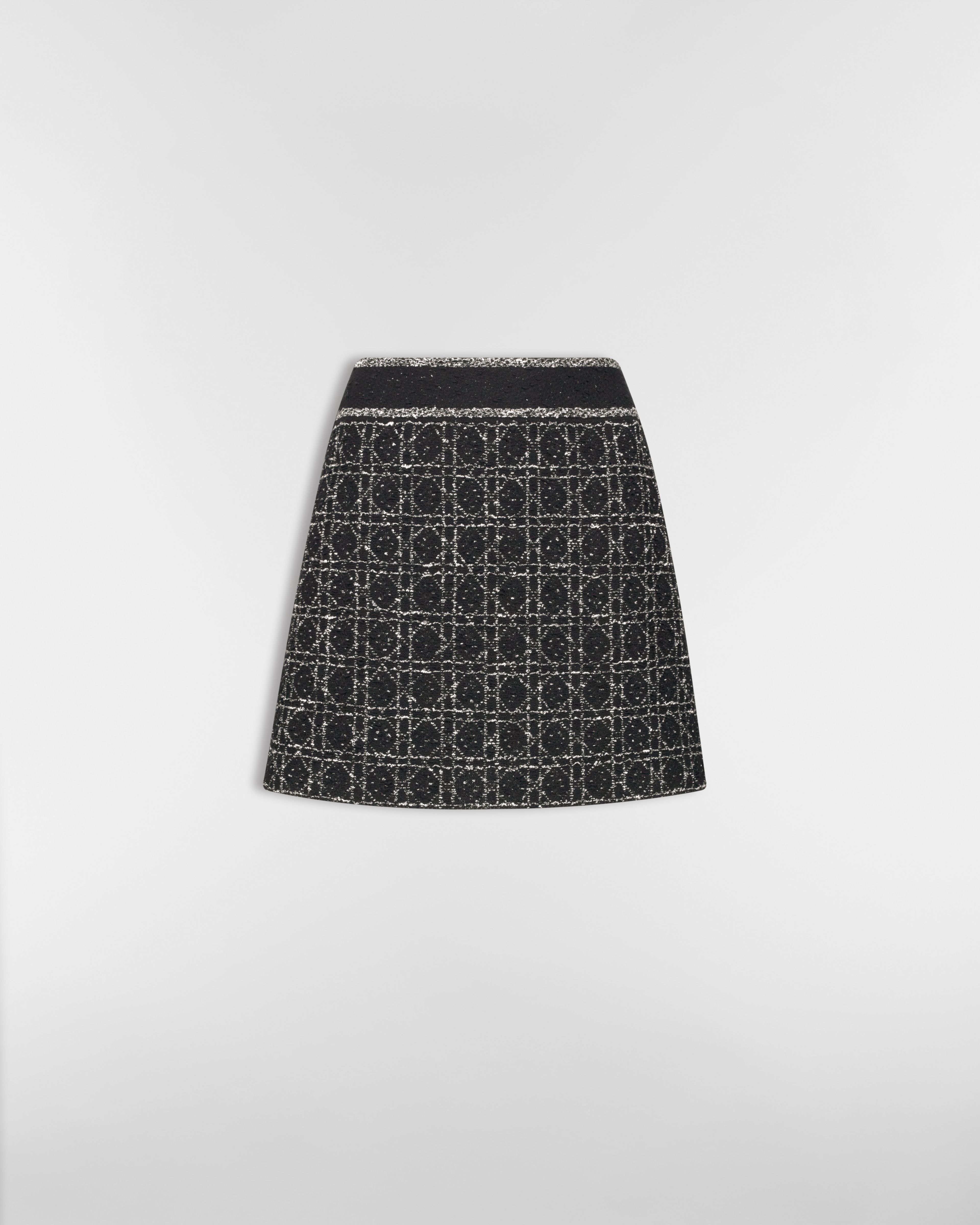 Macrocannage Flared Miniskirt