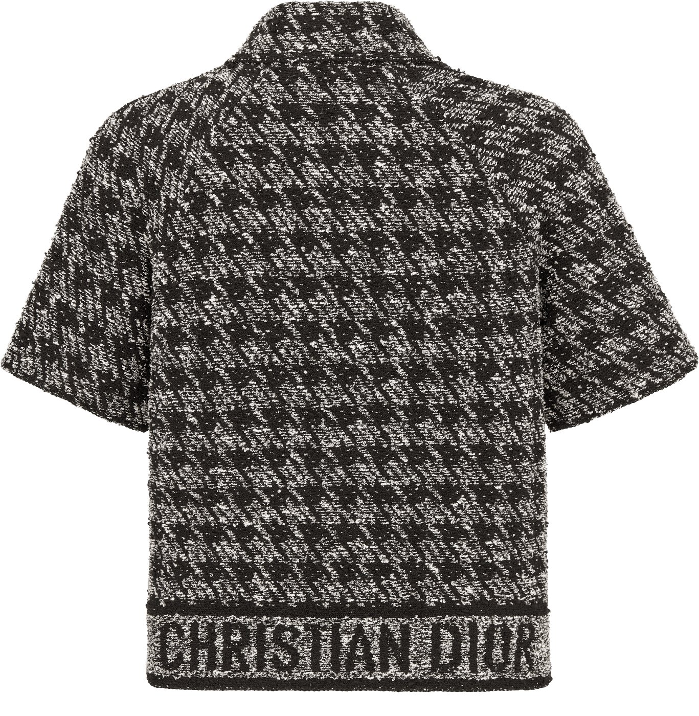 Short Sleeved Jacket Black and White Houndstooth Technical Cotton Tweed DIOR