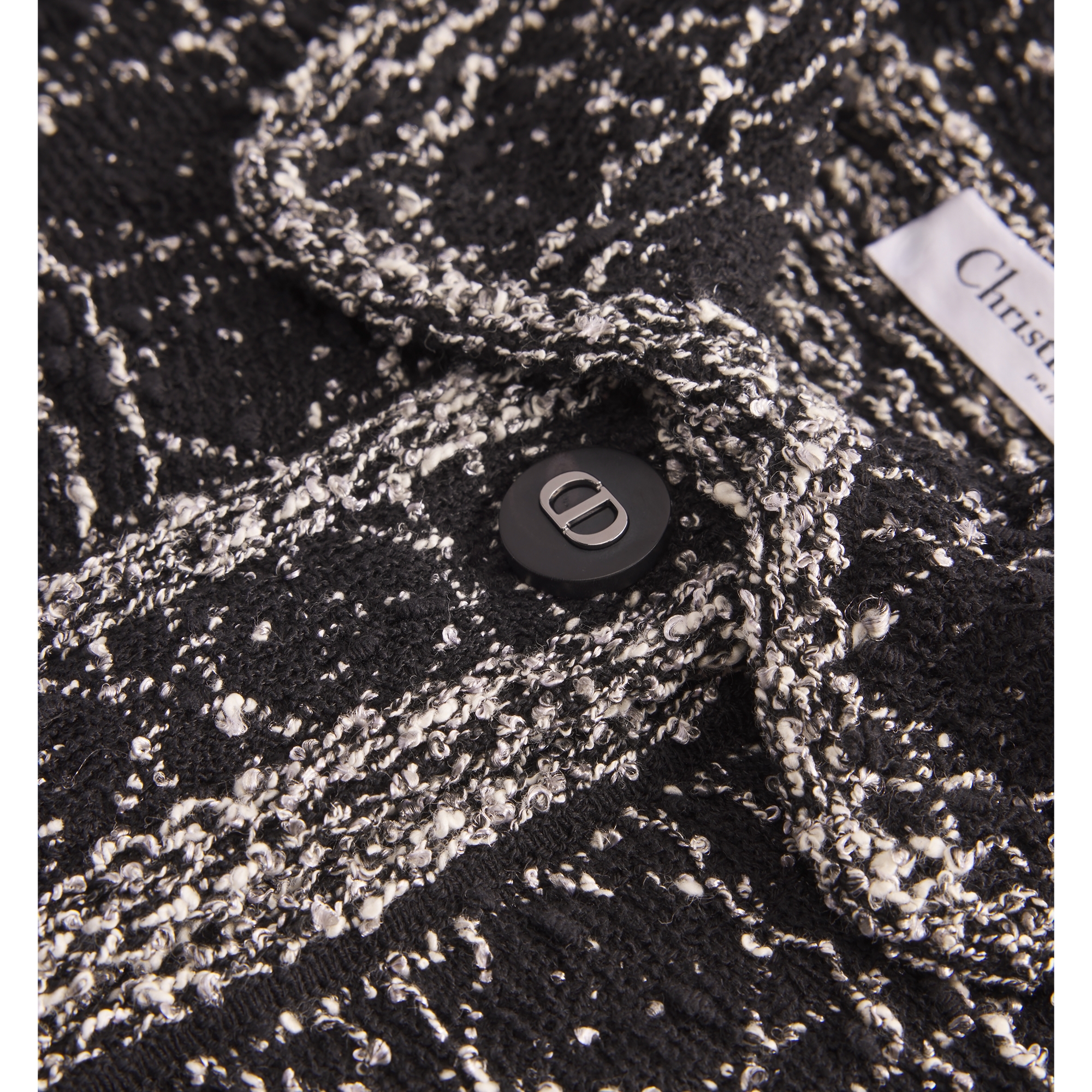 Macrocannage Jacket Black and White Technical Cotton Tweed E11