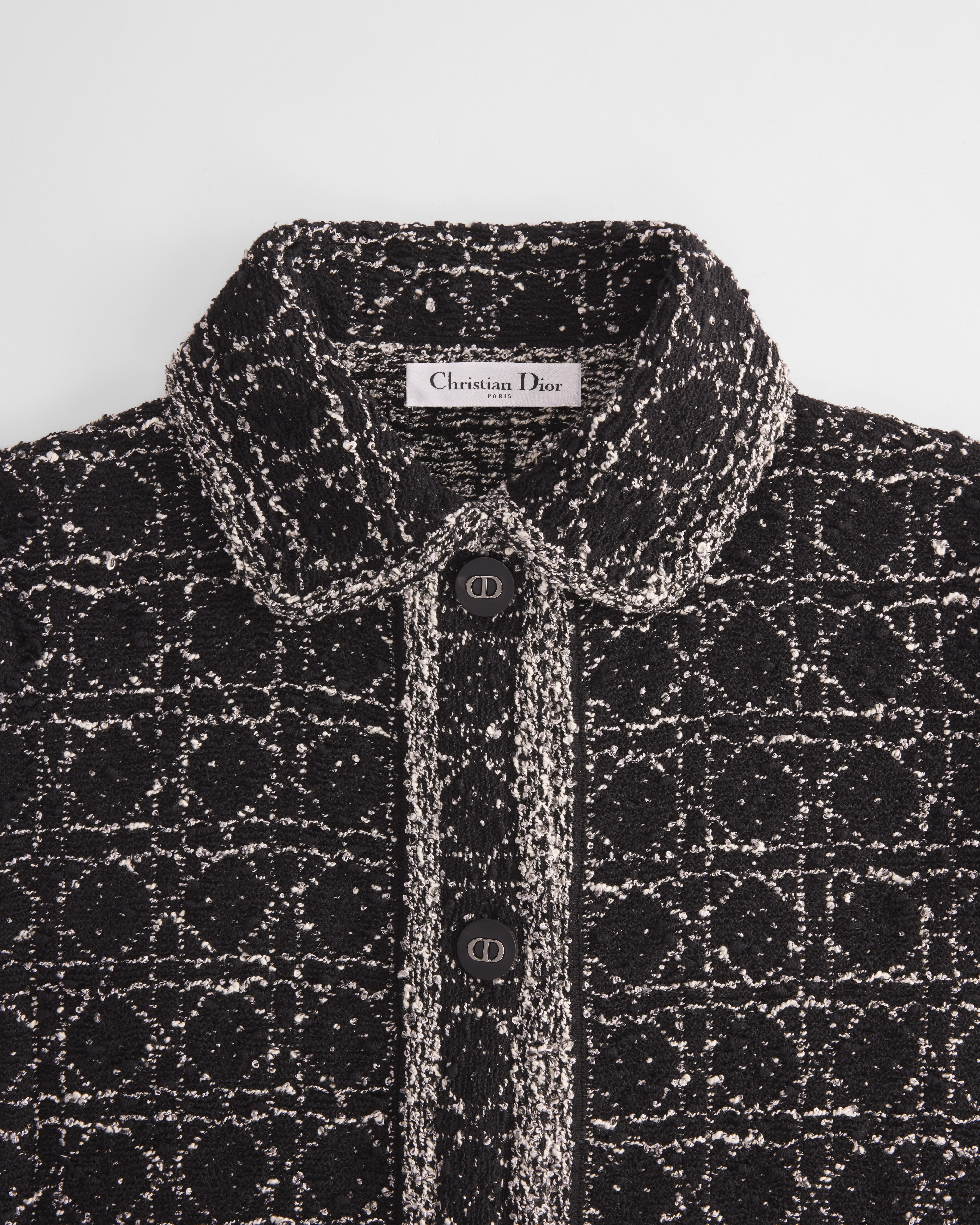 Macrocannage 大籐格紋外套 黑色和白色科技棉質毛呢 E09