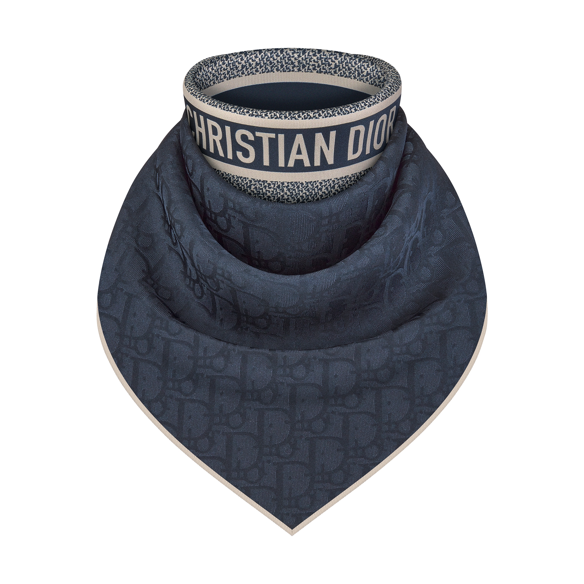 Dior Oblique 70 Square Scarf Navy Blue Silk Twill E02