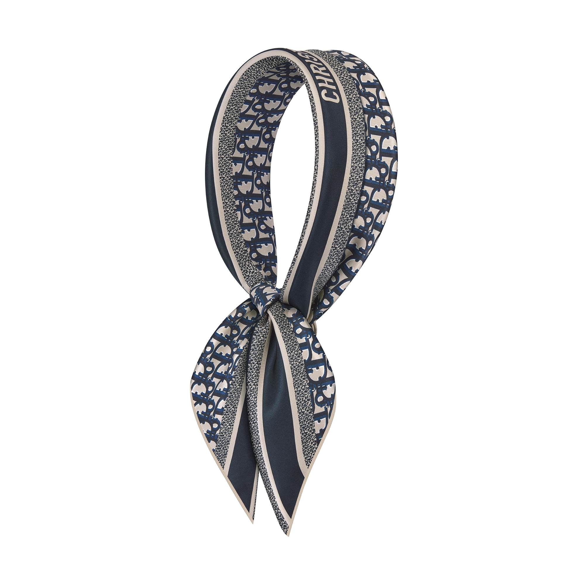 Dior Oblique 70 Square Scarf Navy Blue Silk Twill E03