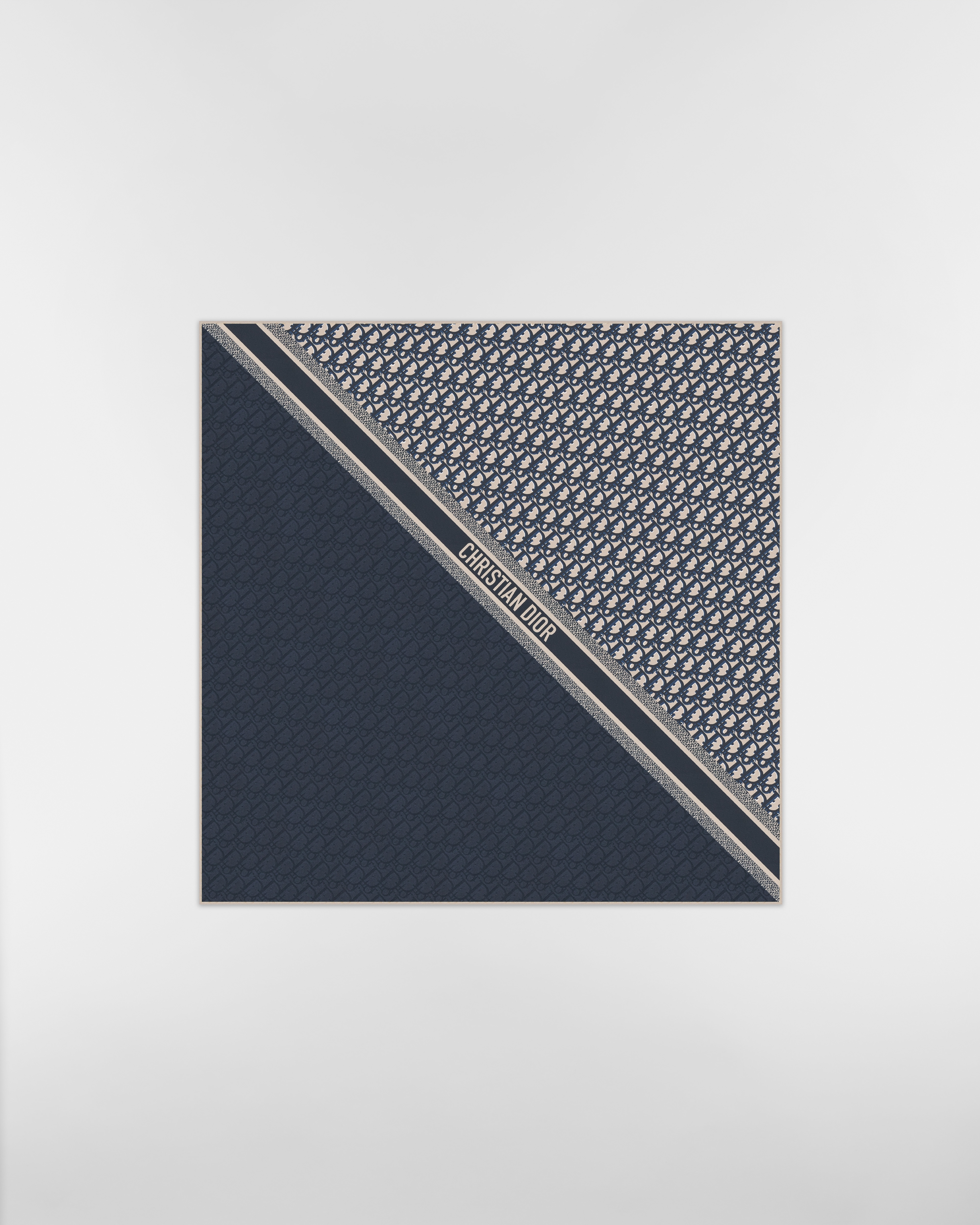 Dior Oblique 70 스퀘어 스카프 네이비 블루 실크 트윌 E01