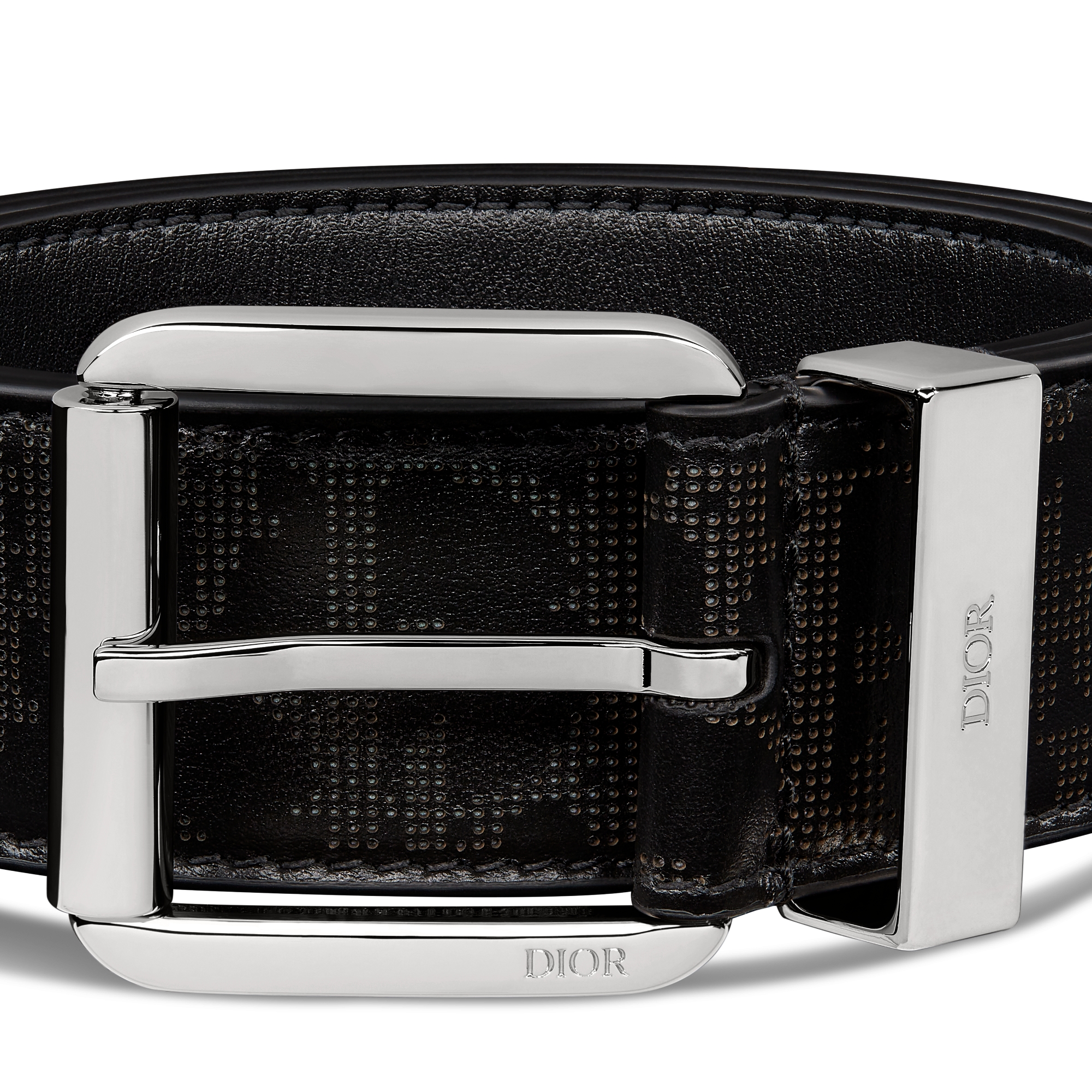 Riem Zwart Galaxy leer met Dior Oblique-motief, 35 mm E09