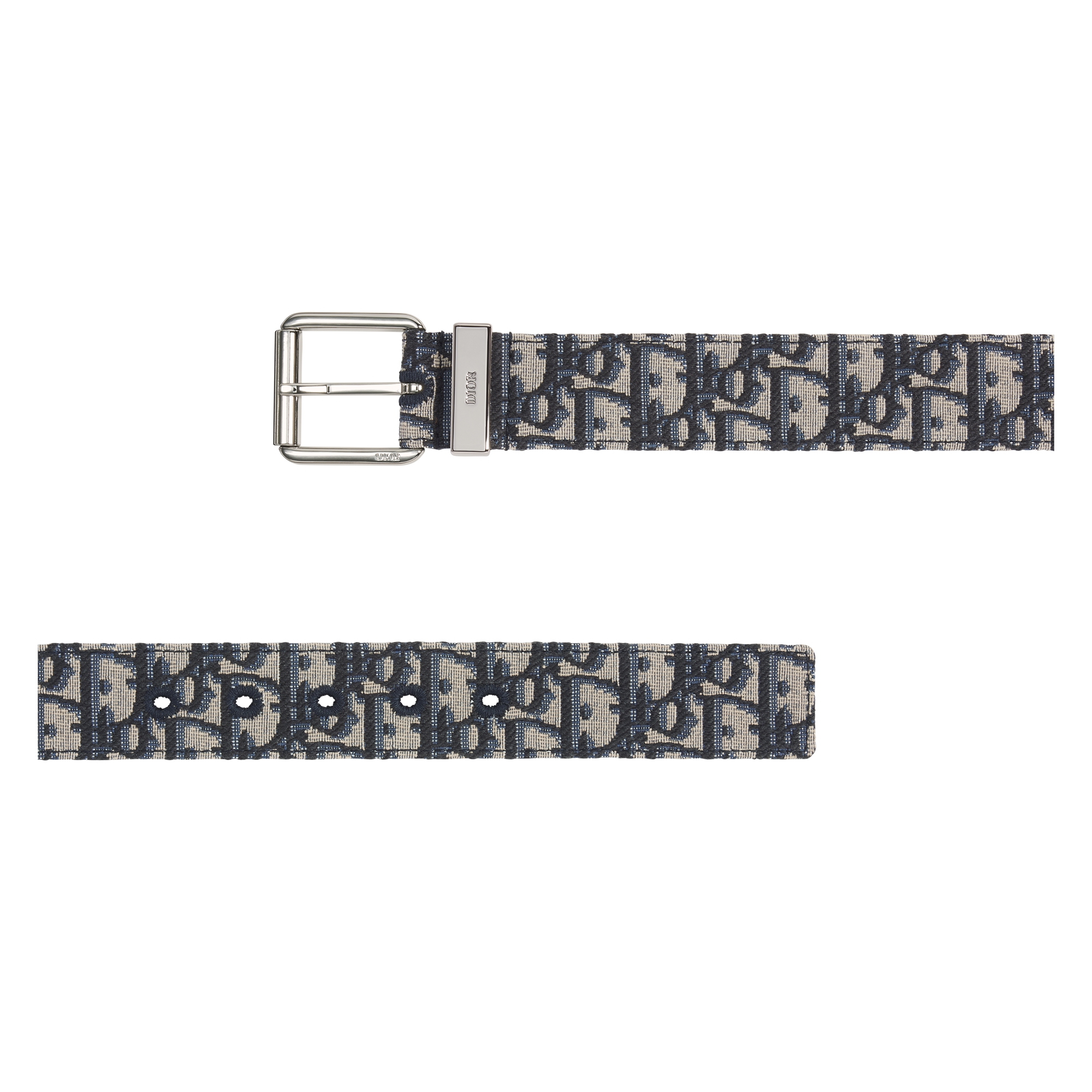 Belt Beige and Black Dior Oblique Jacquard with Black Grained Calfskin, 35 MM E06