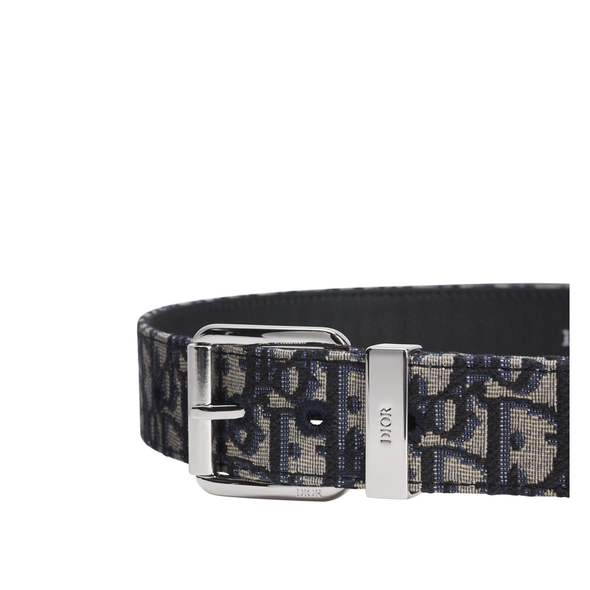 Belt Beige and Black Dior Oblique Jacquard with Black Grained Calfskin, 35 MM E09