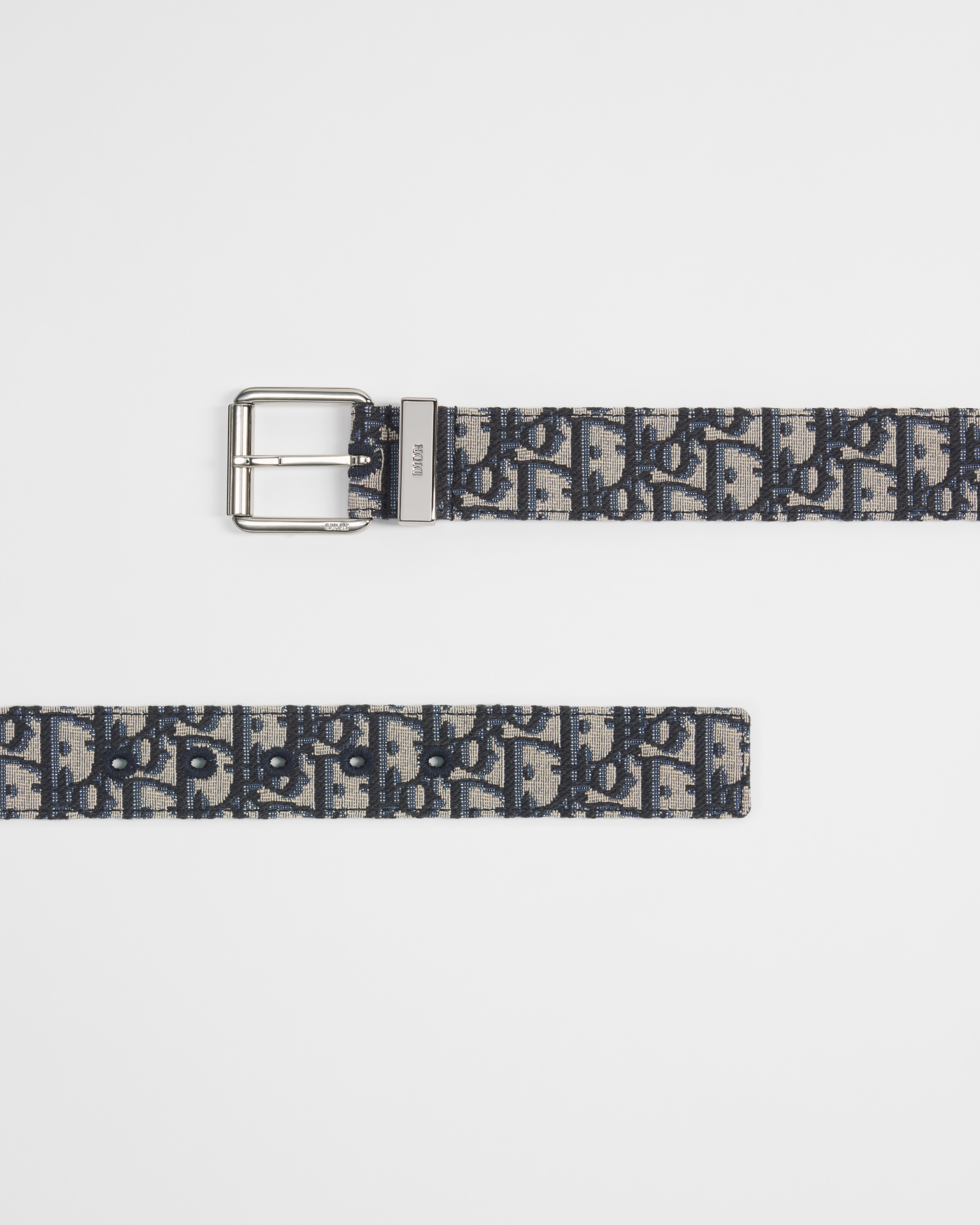 Belt Beige and Black Dior Oblique Jacquard with Black Grained Calfskin, 35 MM E06