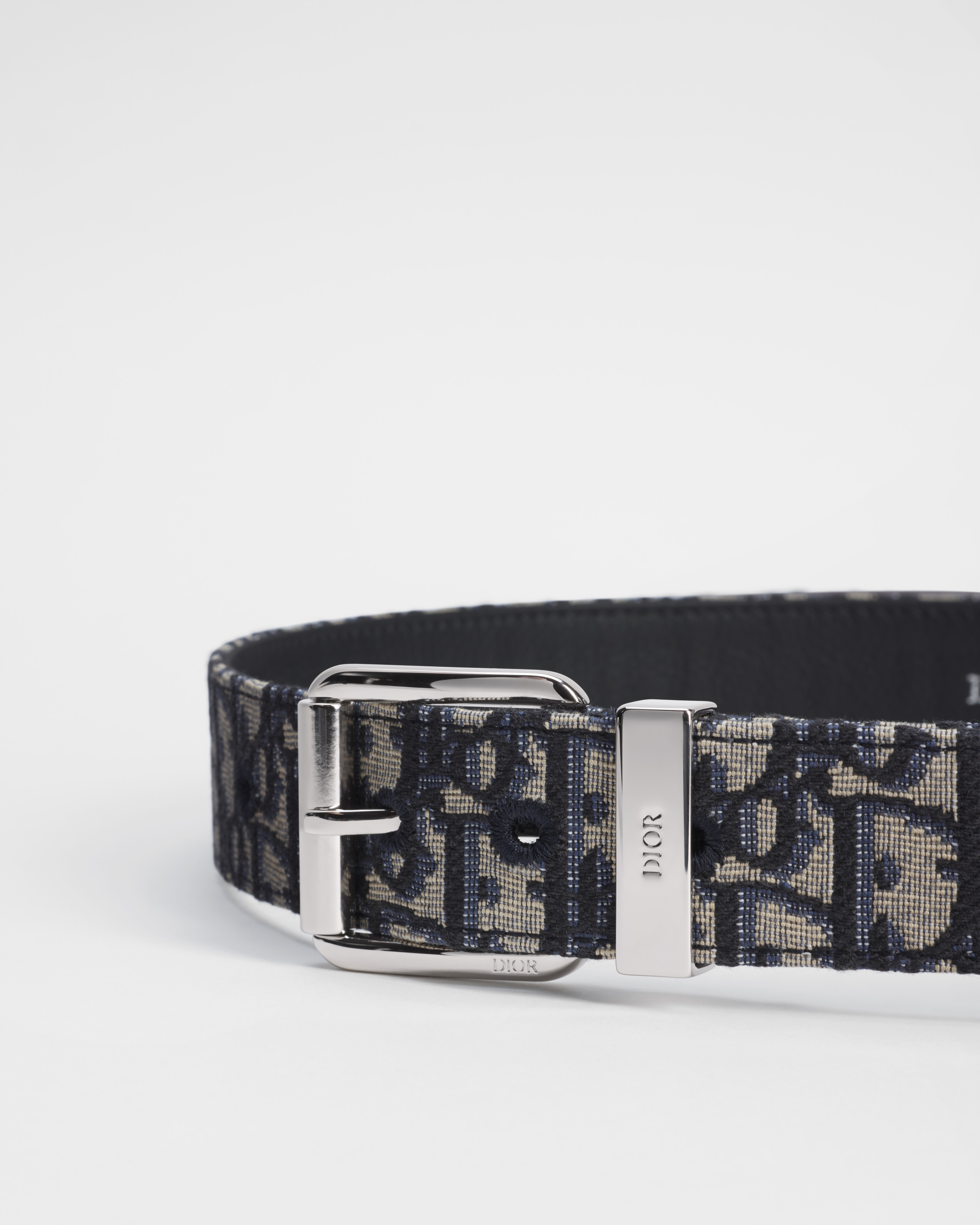 Belt Beige and Black Dior Oblique Jacquard with Black Grained Calfskin, 35 MM E09