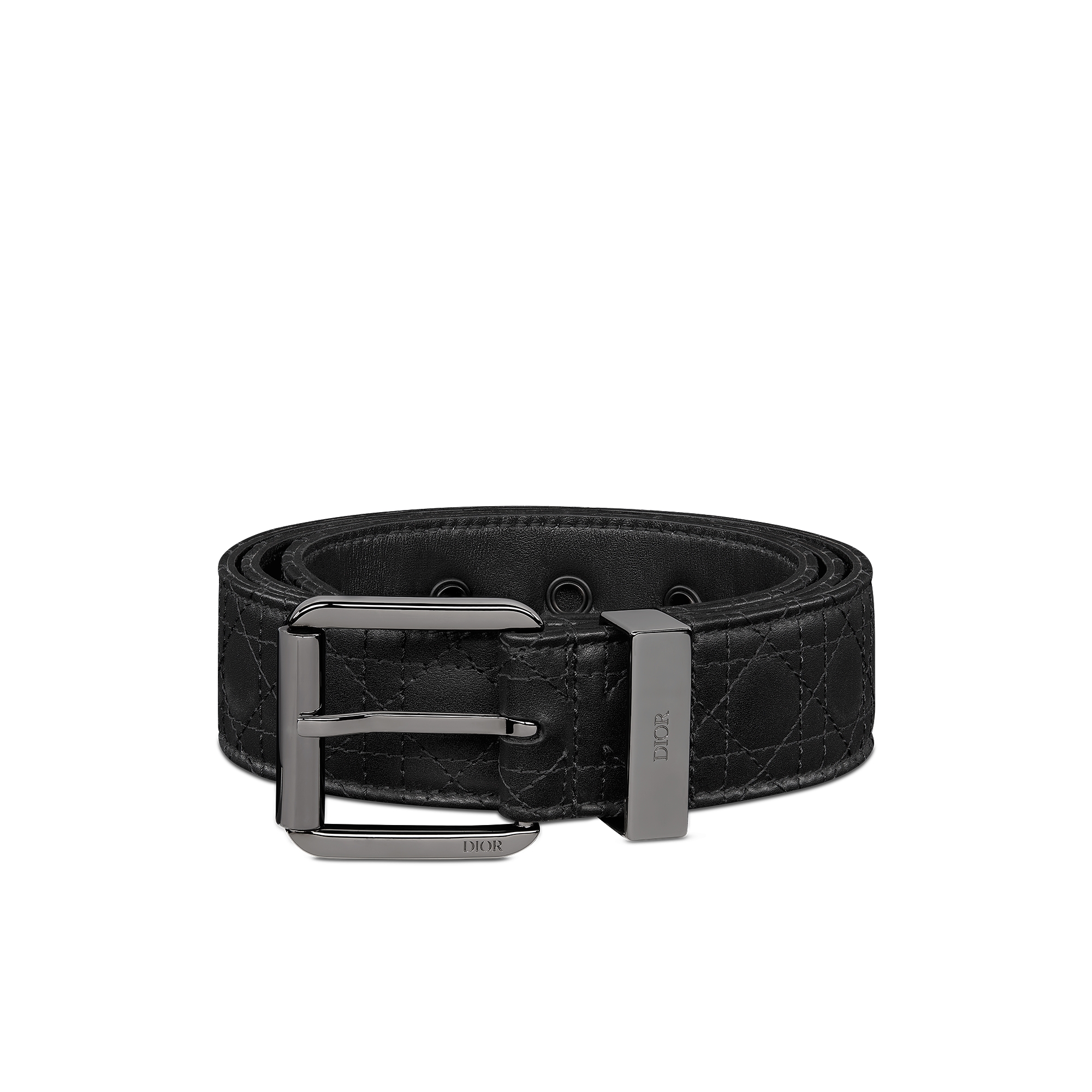Ceinture Cuir Kumo Cannage noir, 35 mm E03