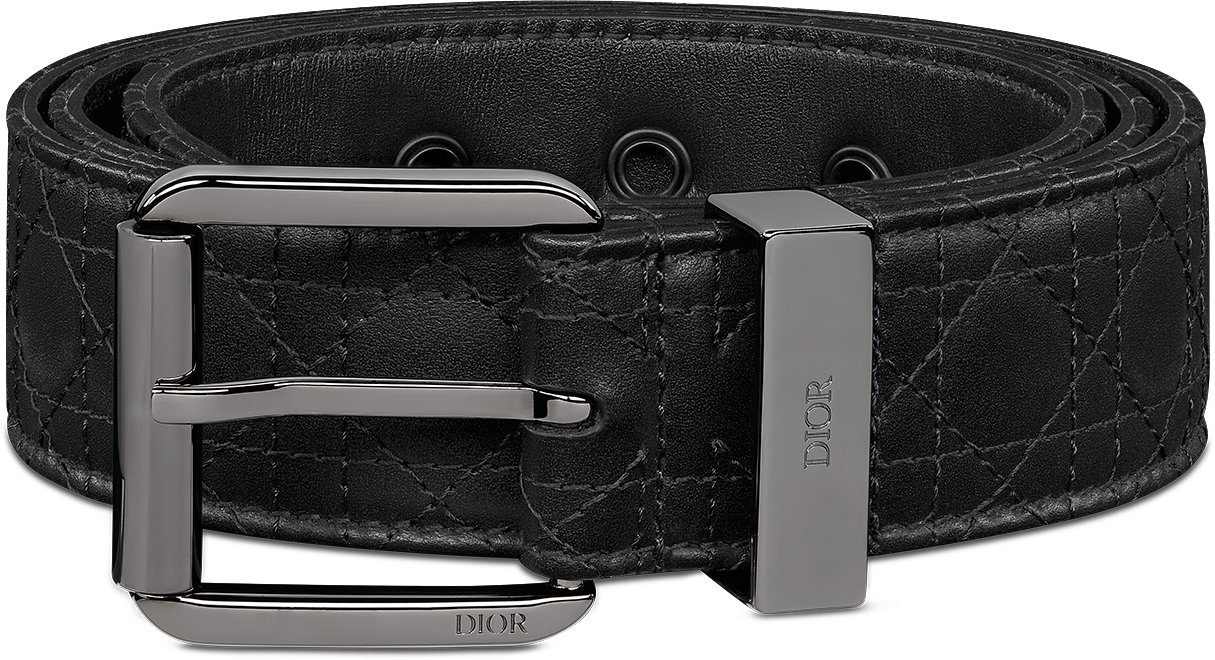 Gürtel Cannage Kumo Leder in Schwarz, 35 mm DIOR