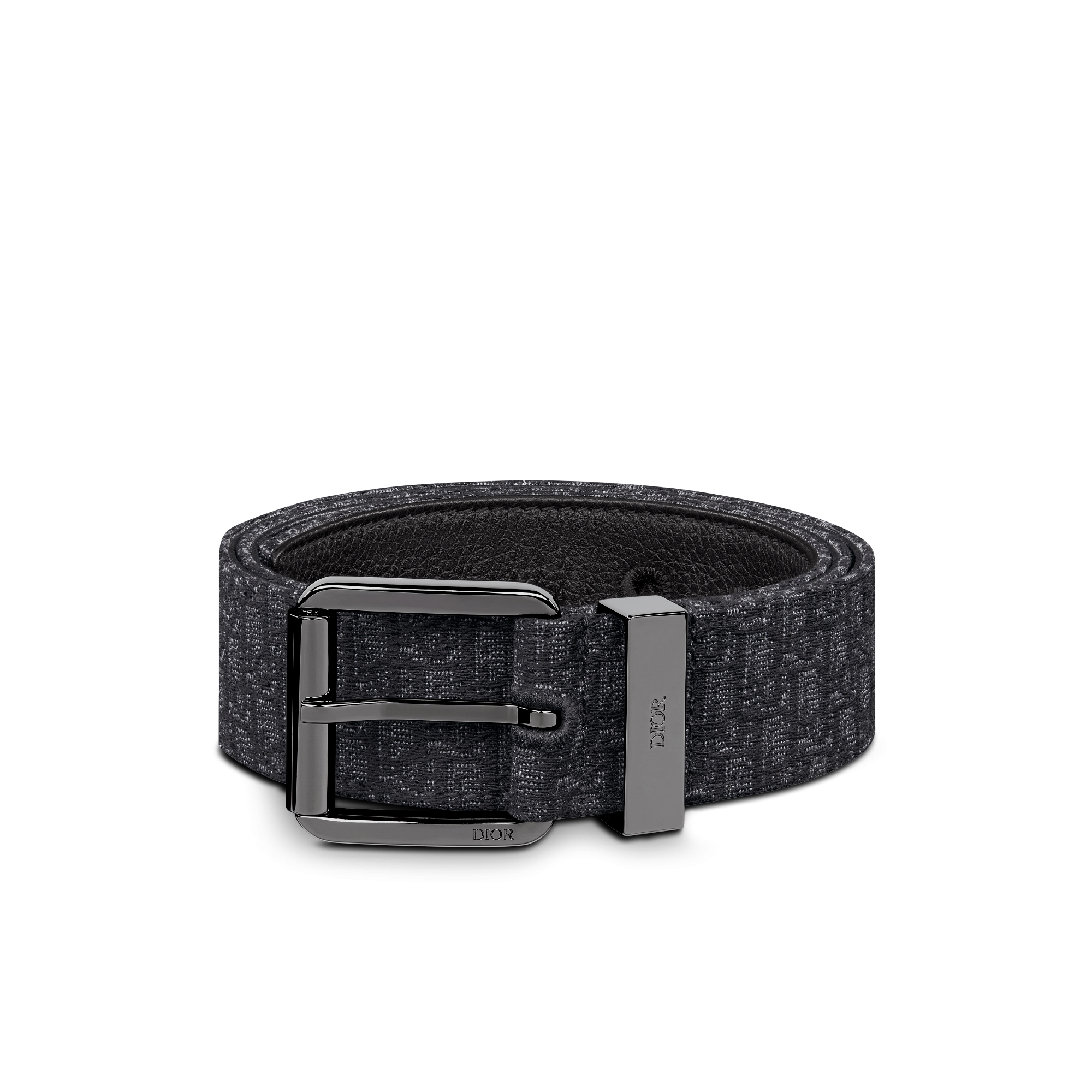 Riem Zwart jacquardgeweven Dior Oblique-motief in microformaat, 35 mm E03
