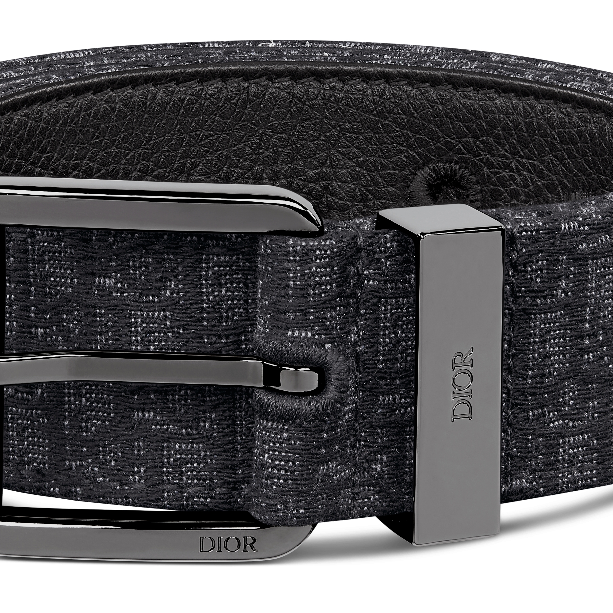 Riem Zwart jacquardgeweven Dior Oblique-motief in microformaat, 35 mm E09