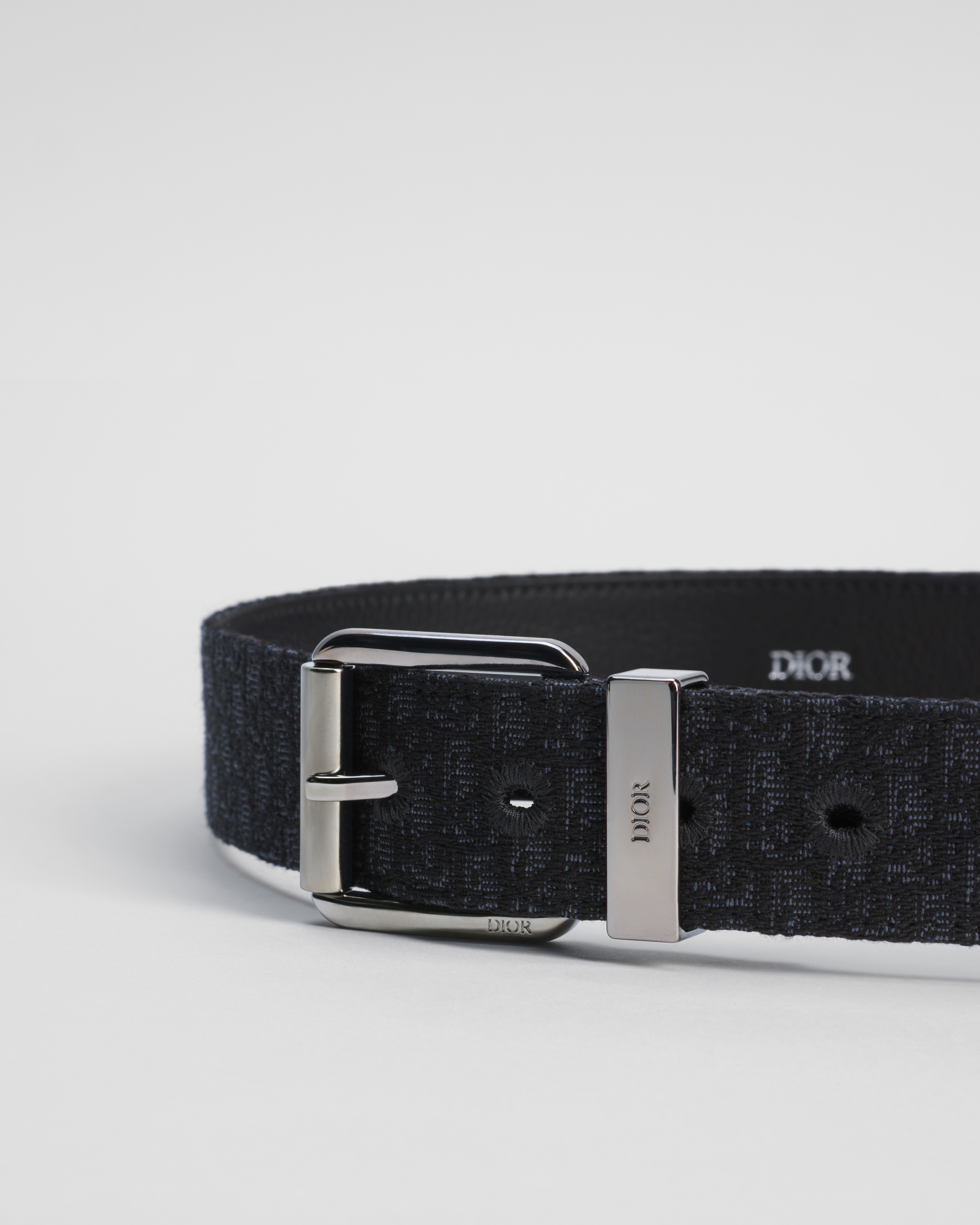 Gürtel Micro Dior Oblique Jacquard in Schwarz, 35 mm E09