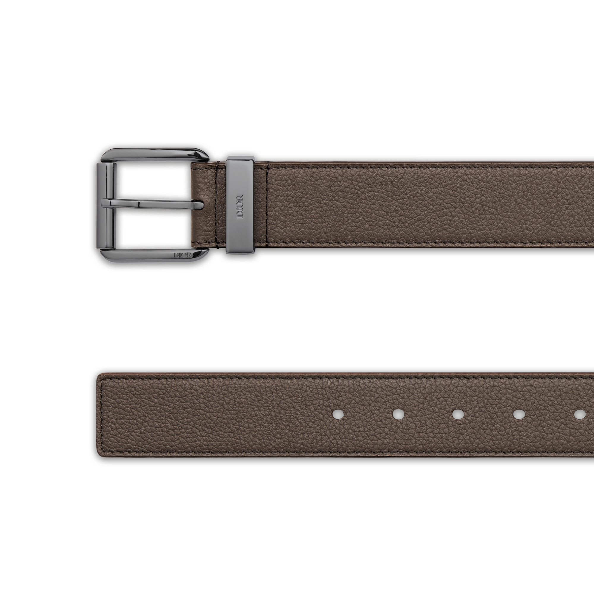 Ceinture Cuir de veau grainé marron, 35 mm E06