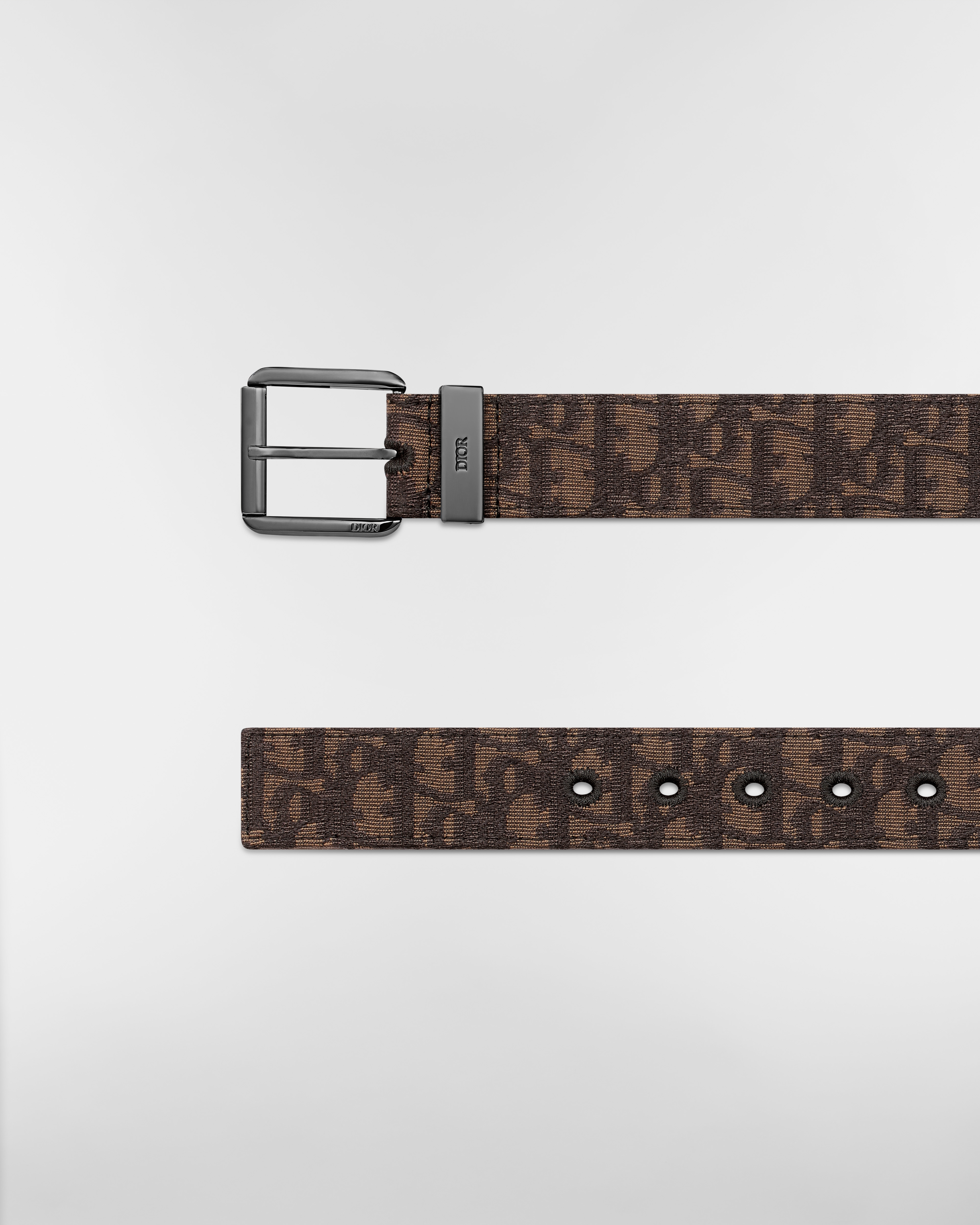 Ceinture Toile jacquard Dior Oblique marron, 35 mm E06