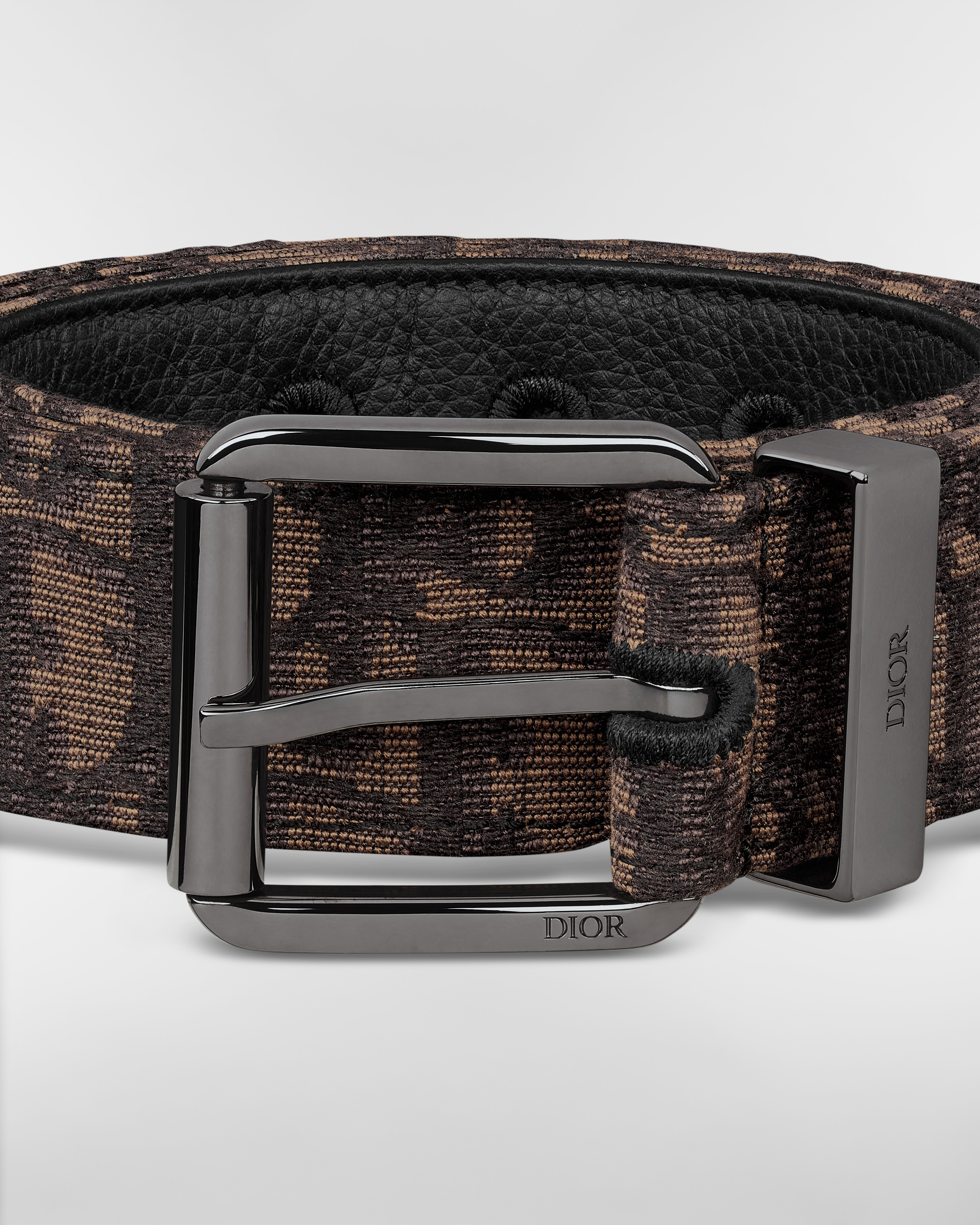 Ceinture Toile jacquard Dior Oblique marron, 35 mm E09