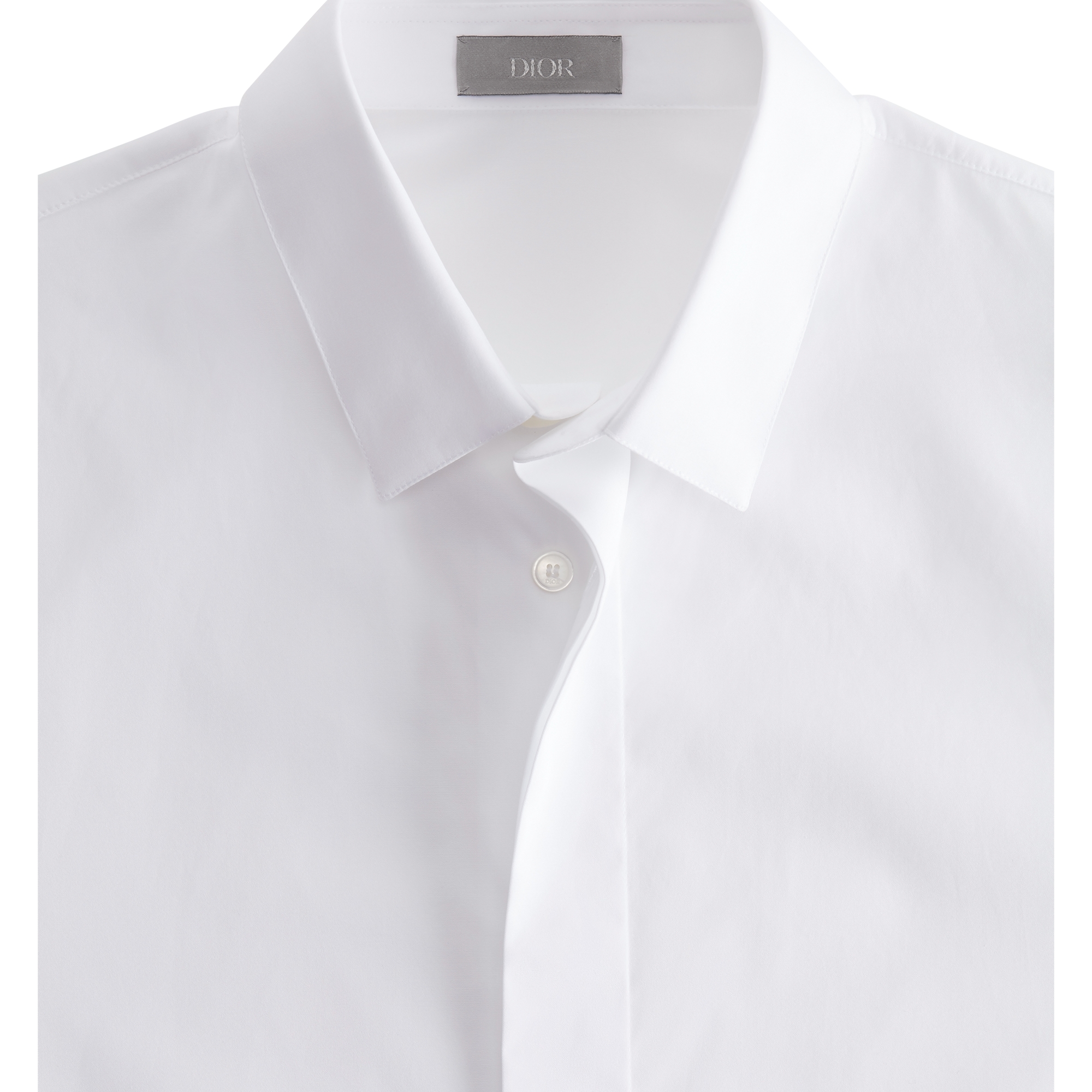 Shirt with Bee Embroidery White Cotton Poplin E09