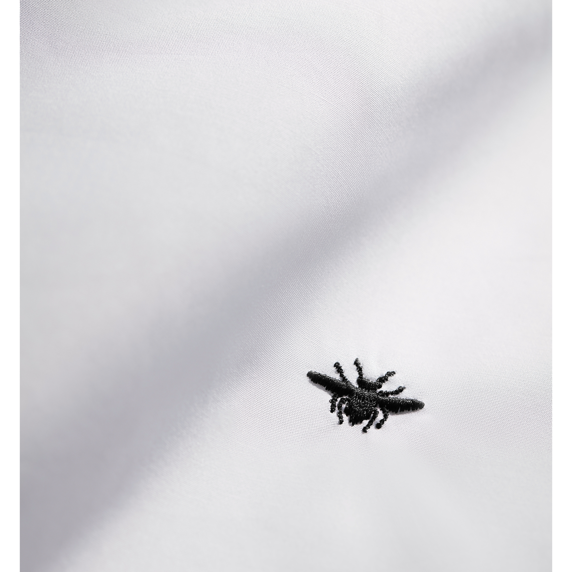 Shirt with Bee Embroidery White Cotton Poplin E10