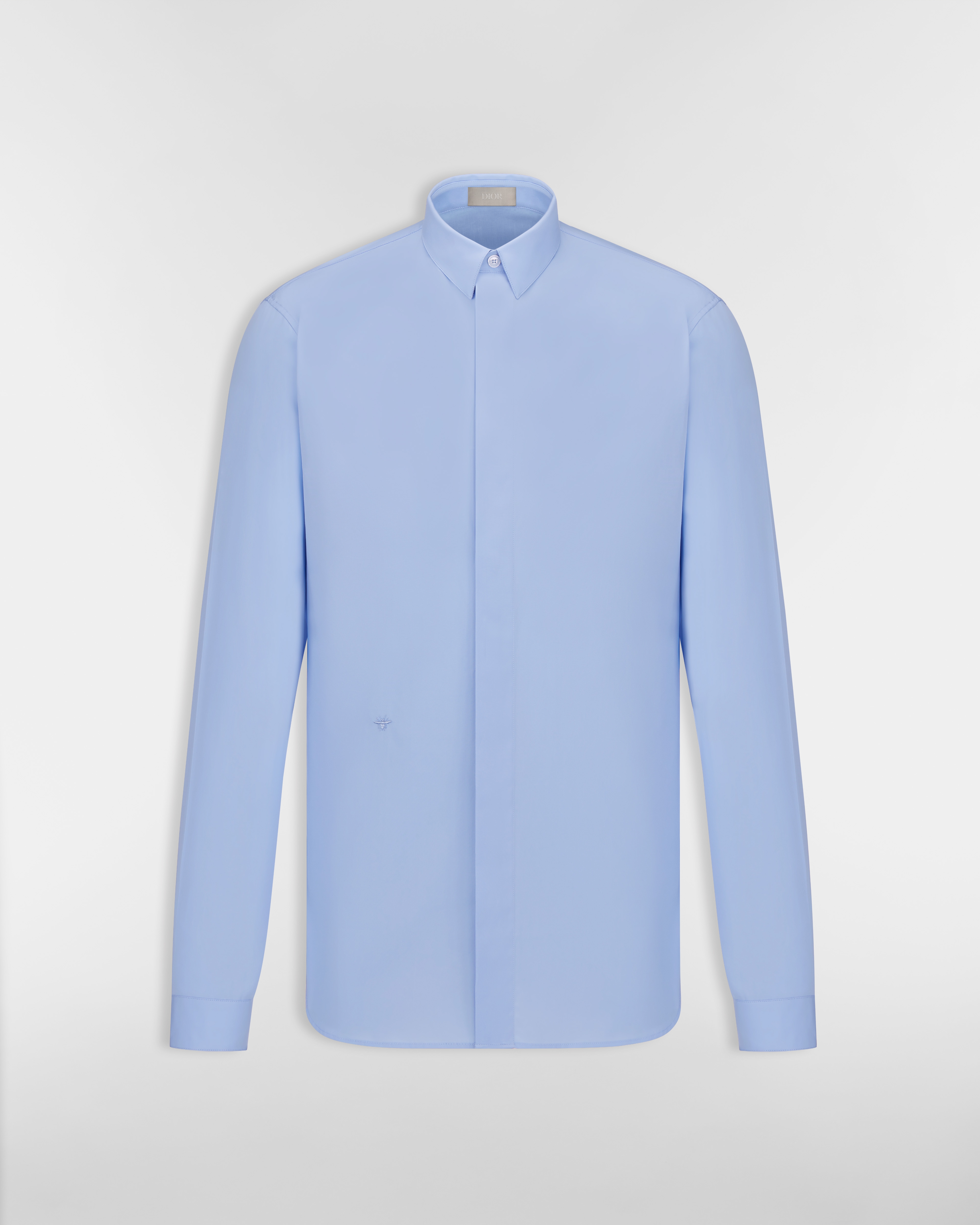 Chemise à broderie abeille Popeline de coton bleu clair E01