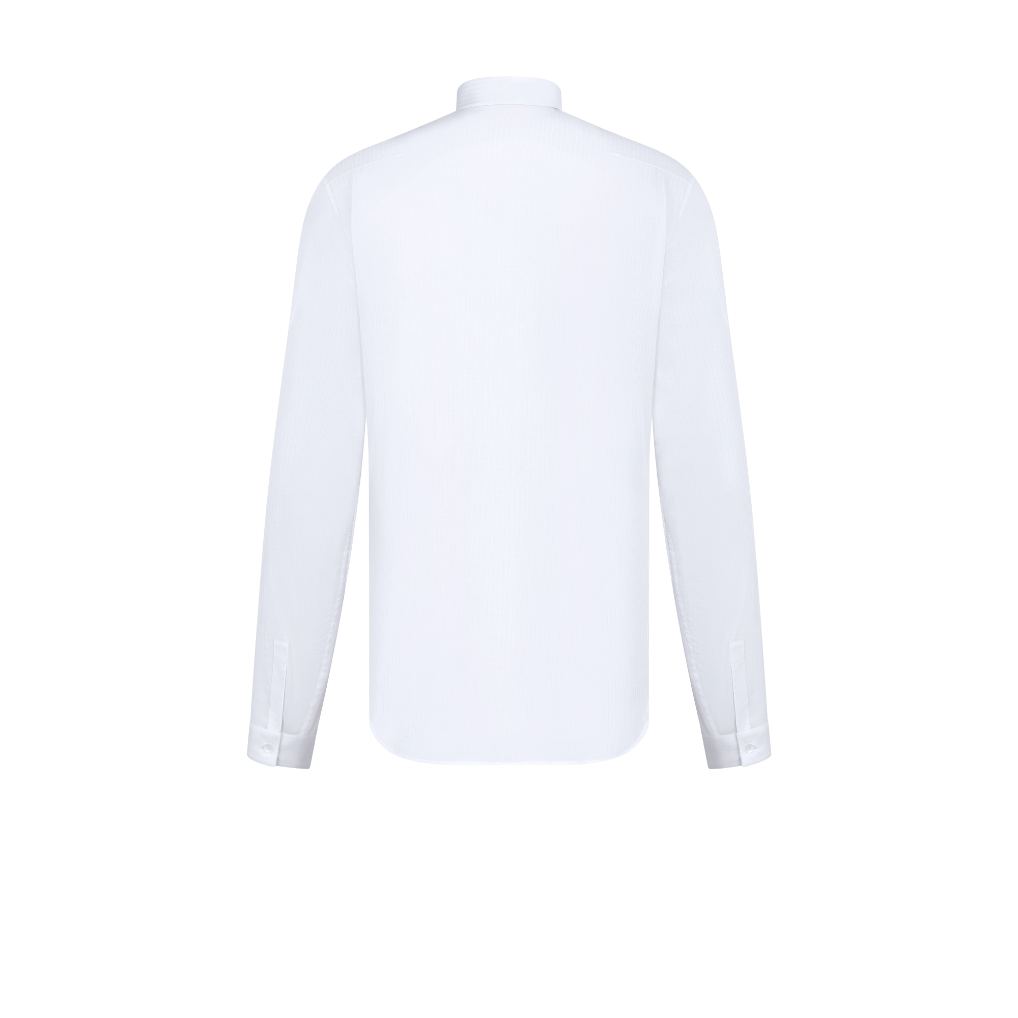 Shirt with Bee Embroidery White Striped Cotton Poplin E08