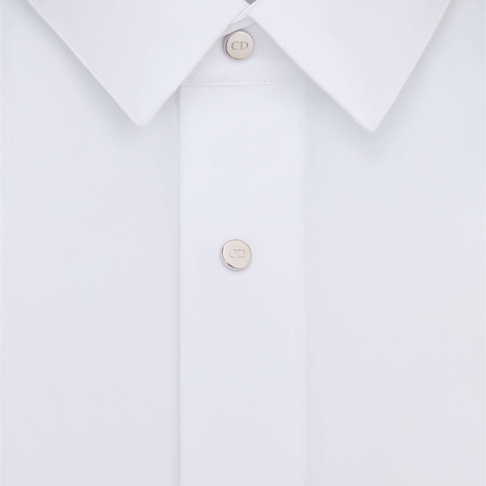 Hemd mit Druckknöpfen Baumwollpopelin in Weiß E09
