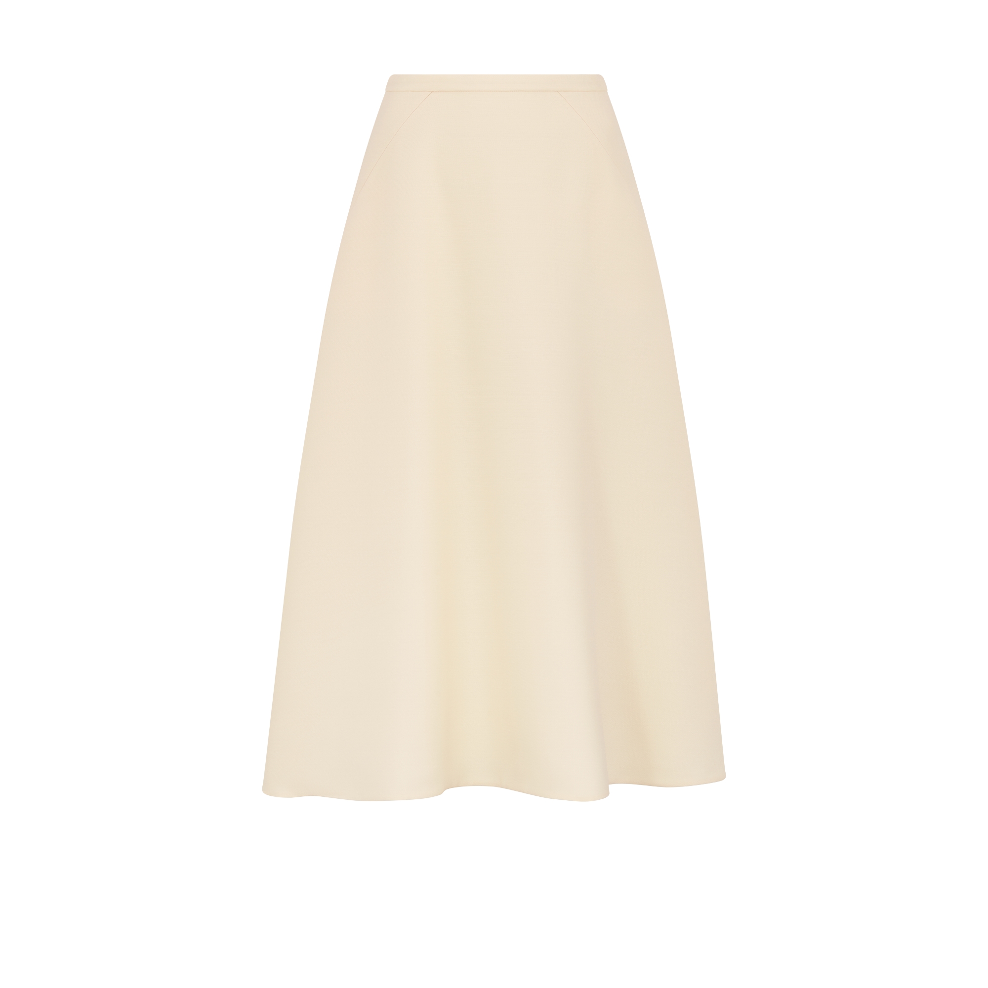 Flared Mid-Length Skirt Ecru Wool and Silk E01