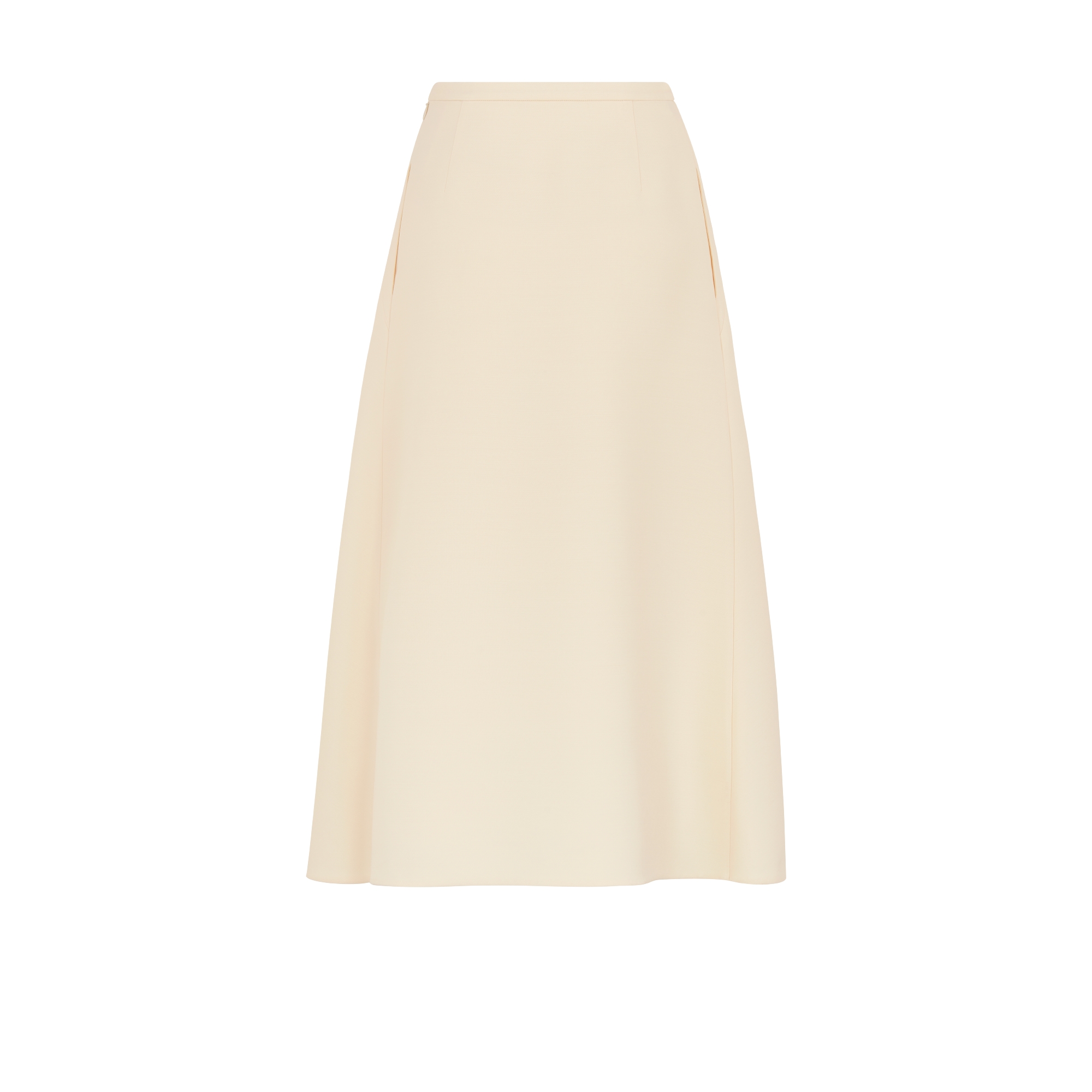 Flared Mid-Length Skirt Ecru Wool and Silk E08
