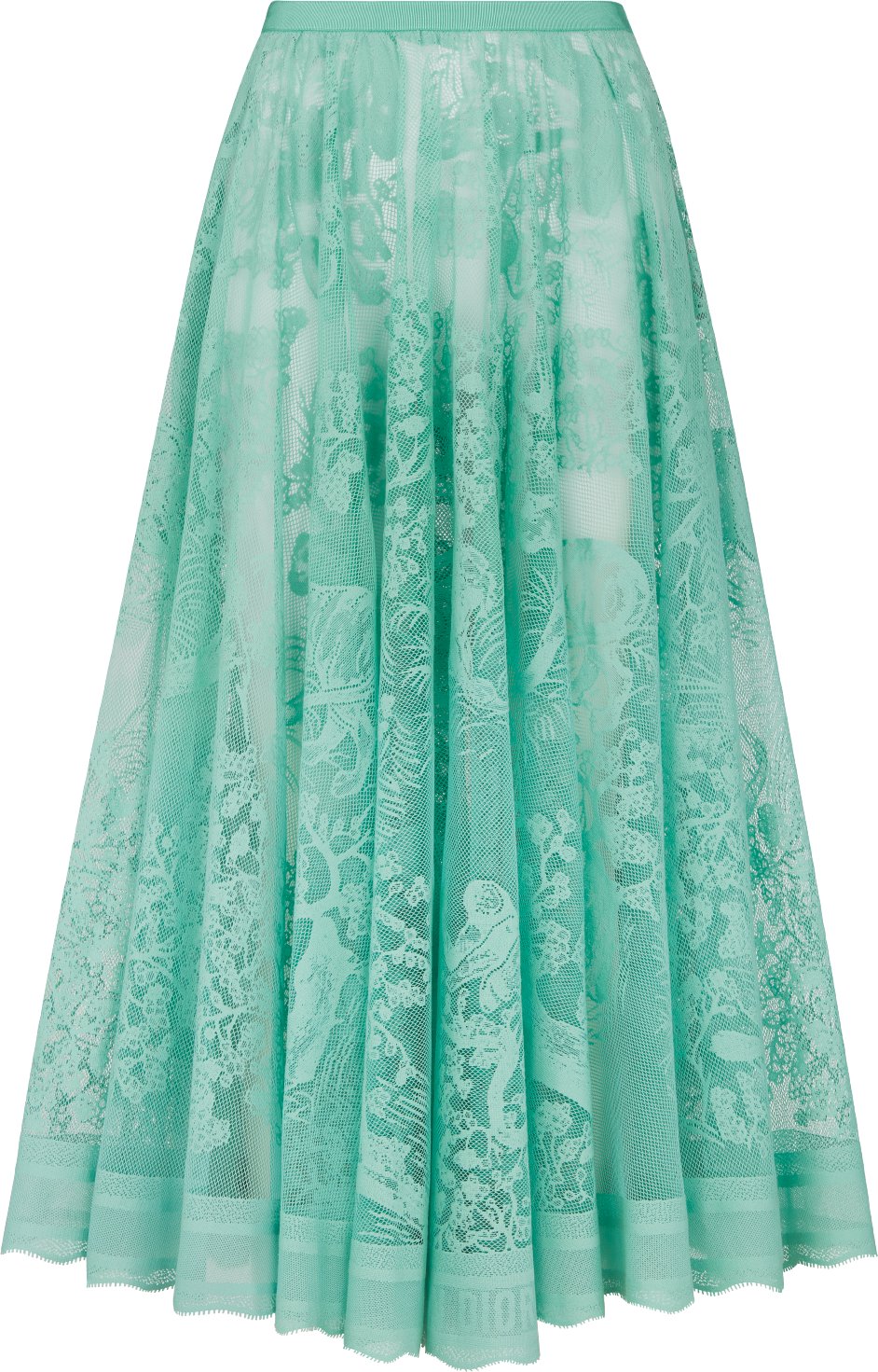 Dioriviera Flared Mid Length Skirt Aquamarina Technical Cotton Lace DIOR