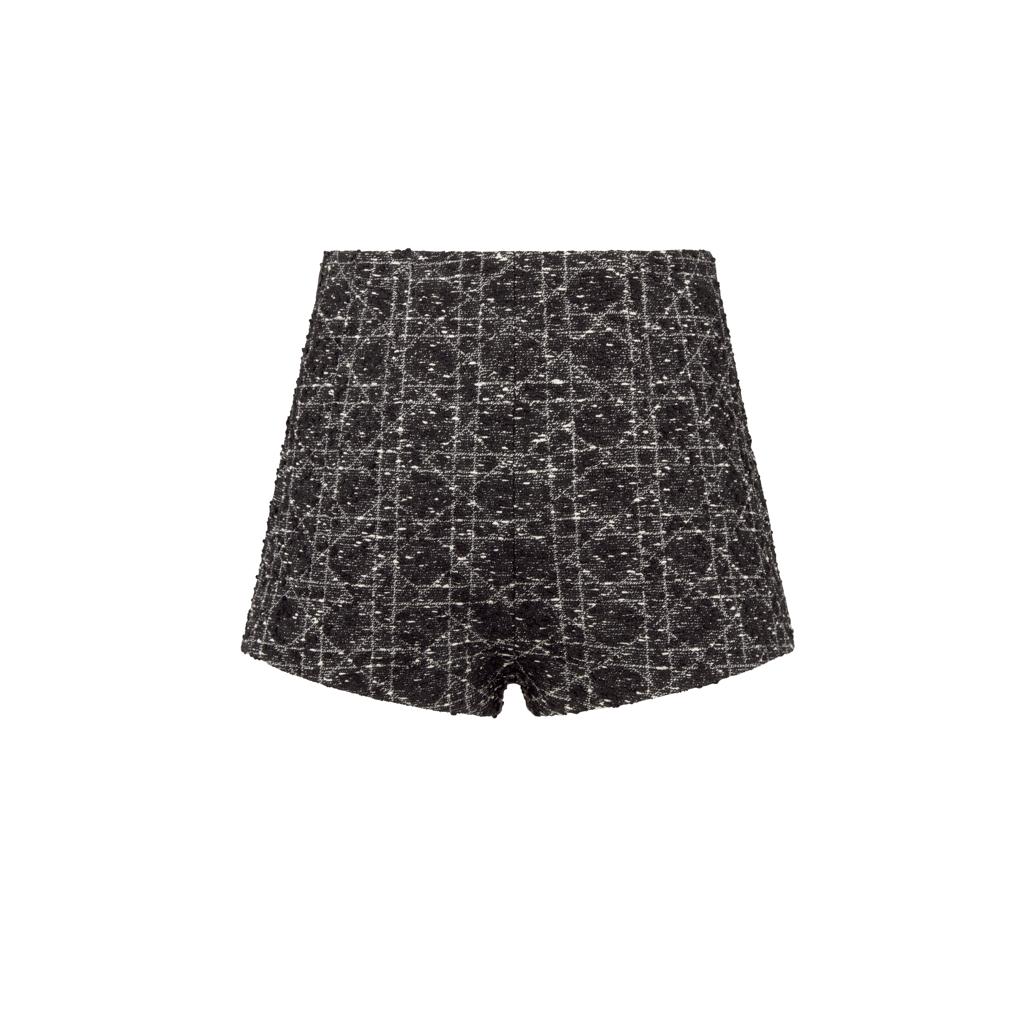 Macrocannage Shorts Tweed aus Baumwollmischung in Schwarz und Weiß E08