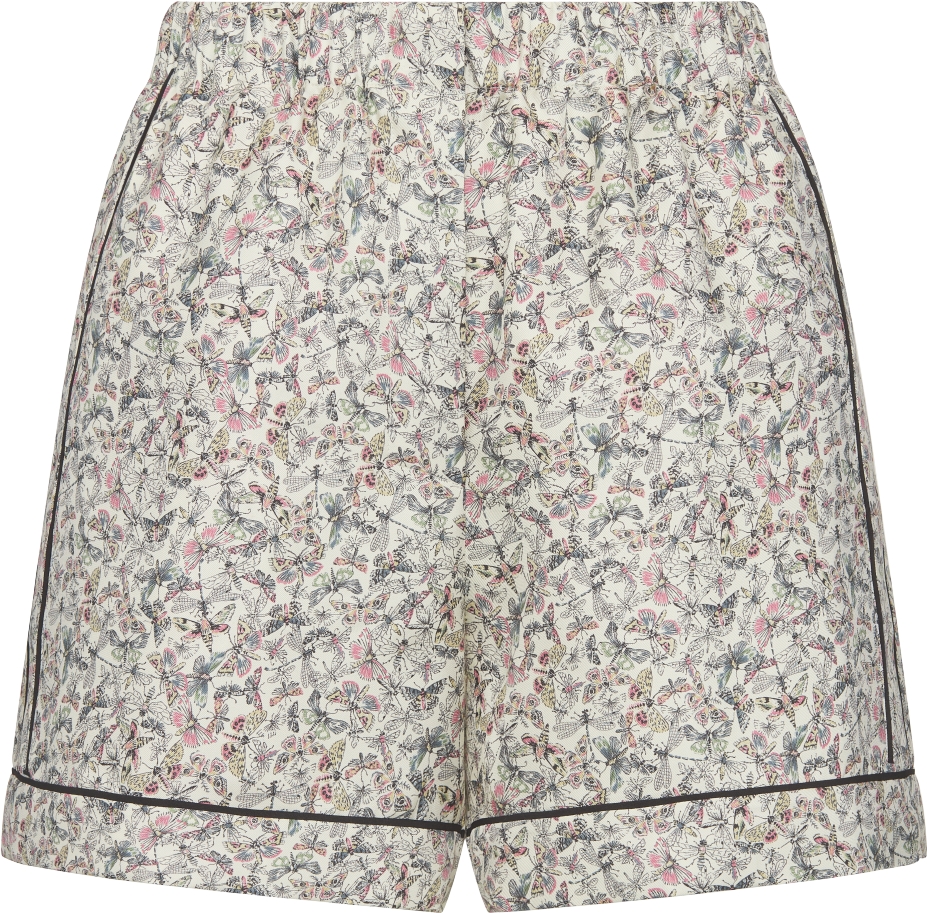 Shorts White Silk Twill with Multicolor Libellule Camouflage Motif | DIOR