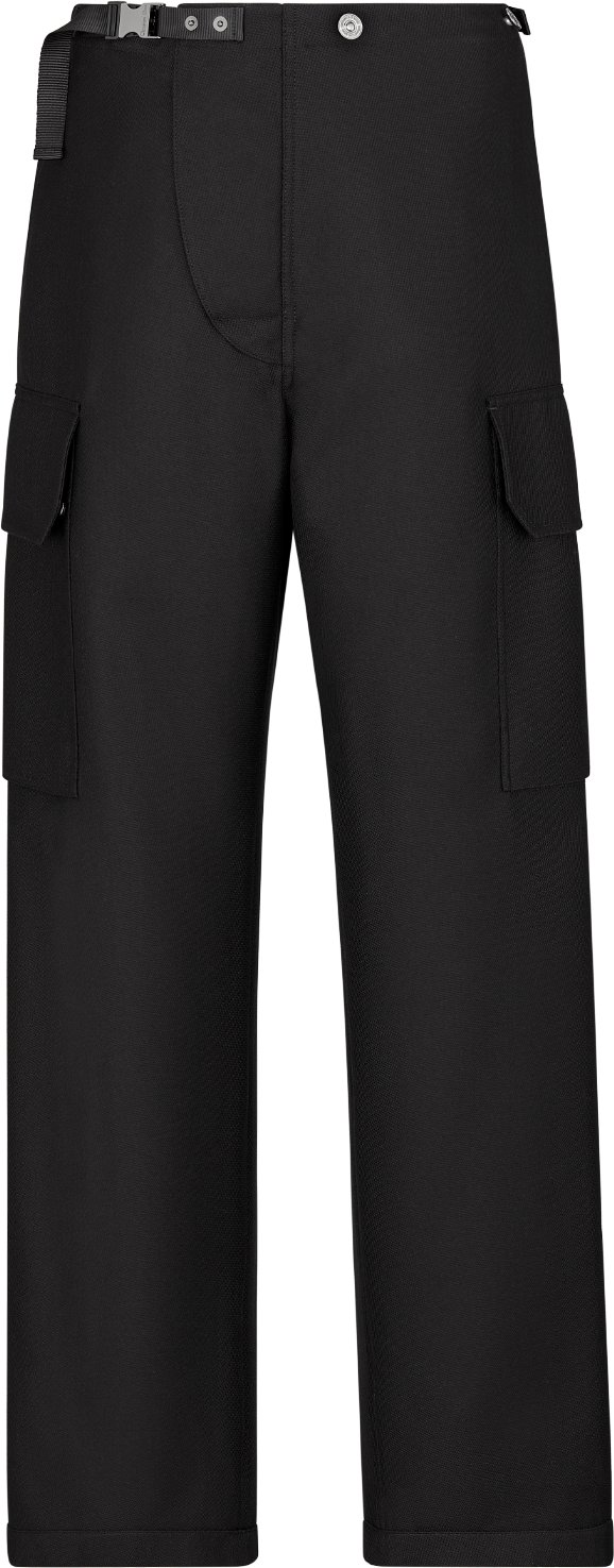 Pantalones cargo Grain de poudre de lana virgen y seda en negro DIOR