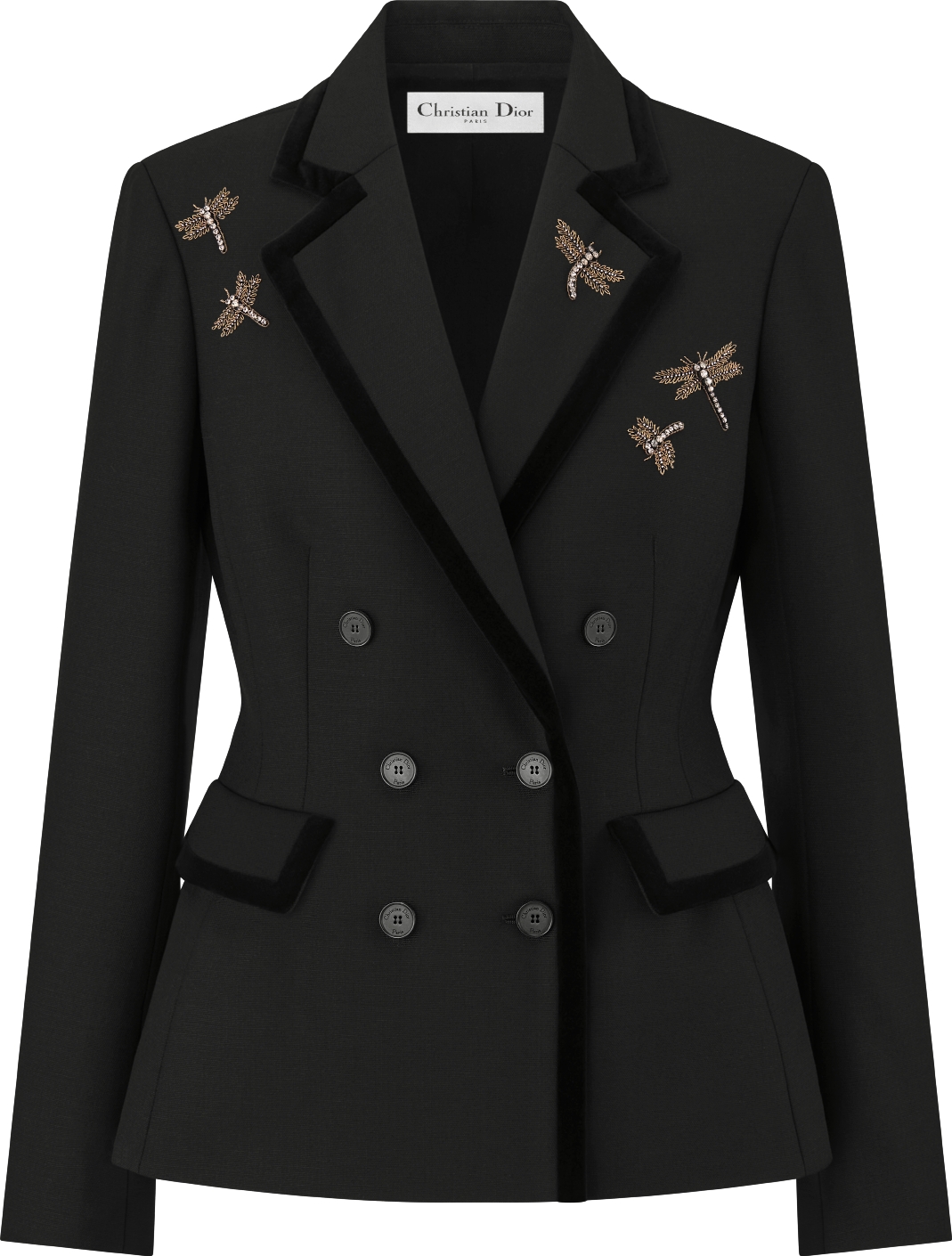 Embroidered Marlène Jacket Black Wool and Mohair with Dragonfly Motif ...