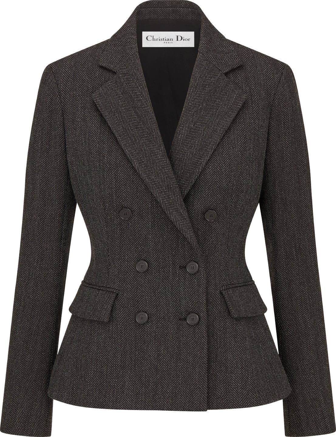 Marlene Jacket Gray Mohair and Wool with Herringbone Motif DIOR