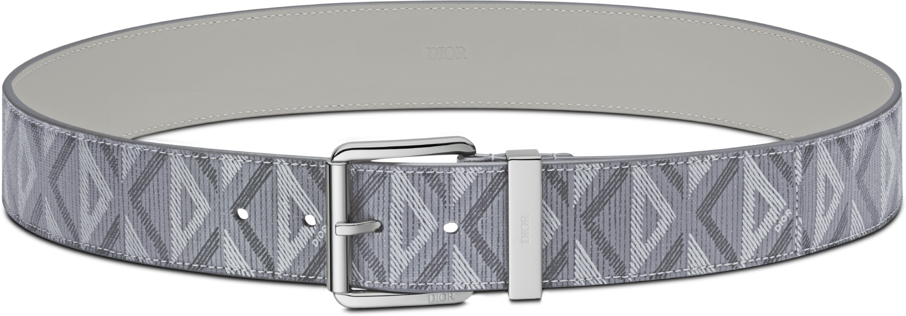 Belt Dior Gray Coated Cotton Canvas with CD Diamond Print and Dior Gray Smooth Calfskin 40 MM DIOR