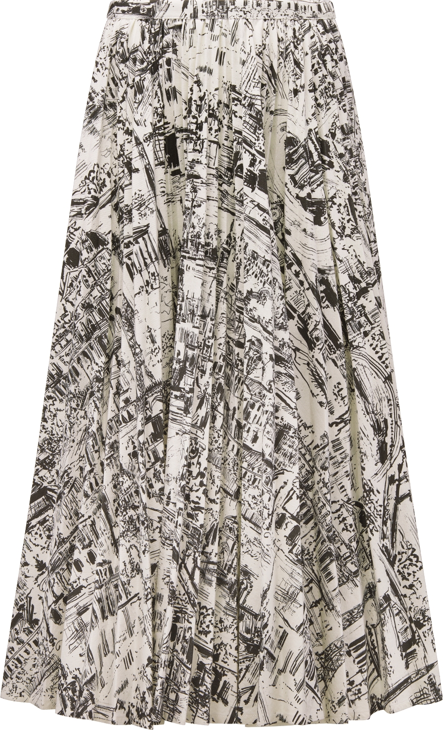 DIOR | プリーツ ミディスカート Paris Allover コットンデニム 