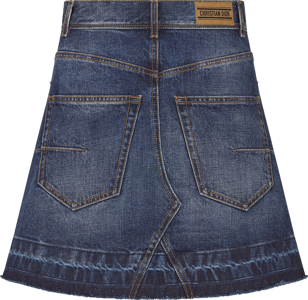 Flared Miniskirt Blue Stonewashed Cotton Denim DIOR