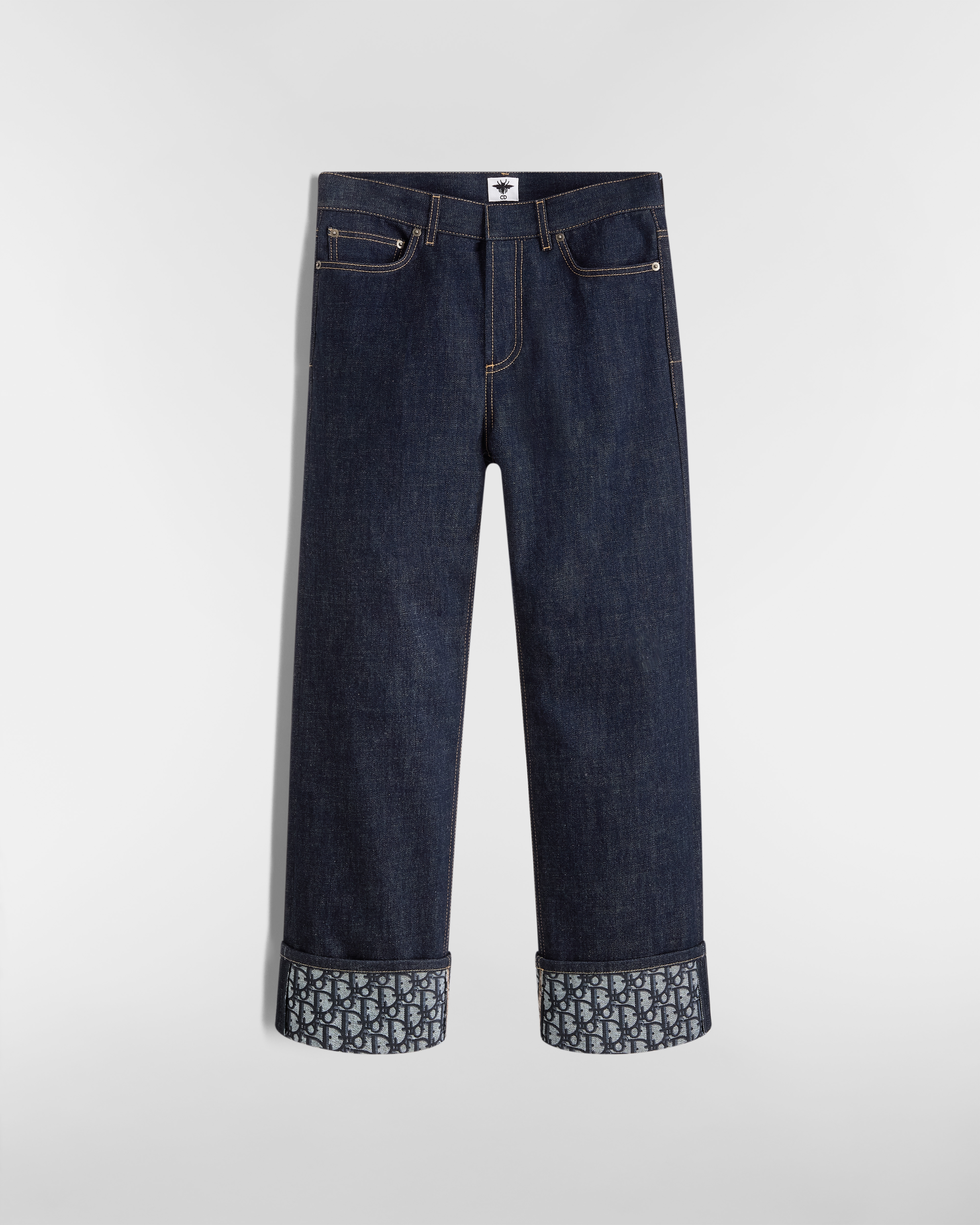 Boyfriend Jeans Blue Cotton Denim with Dior Oblique Interior E01
