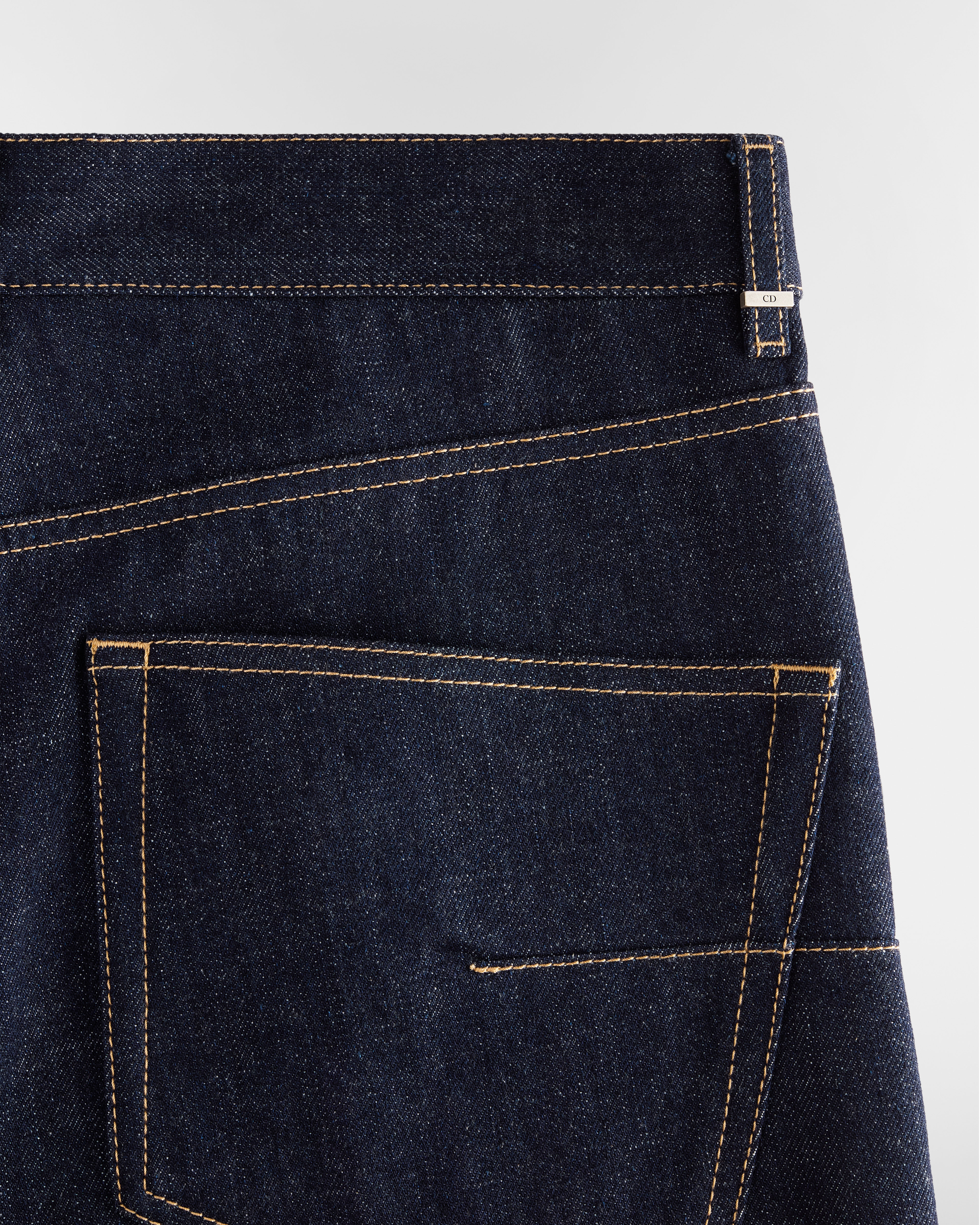 Boyfriend-Jeans Baumwolldenim in Blau mit Dior Oblique Innenseite E09