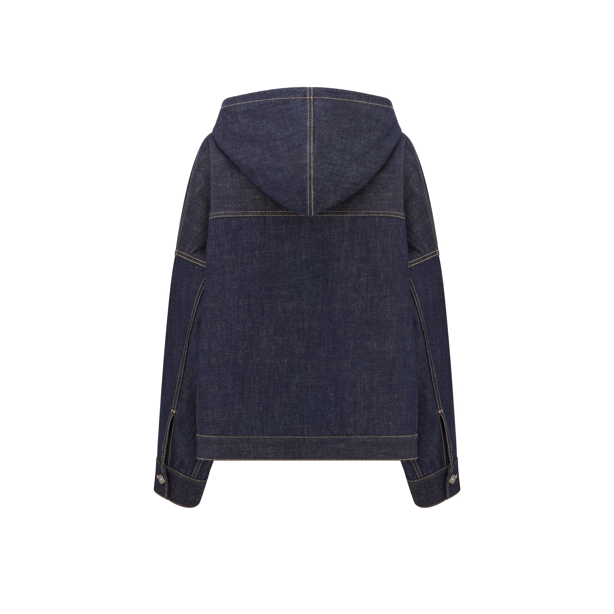 Oversized Hooded Jacket Blue Cotton Denim with Dior Oblique Interior E08