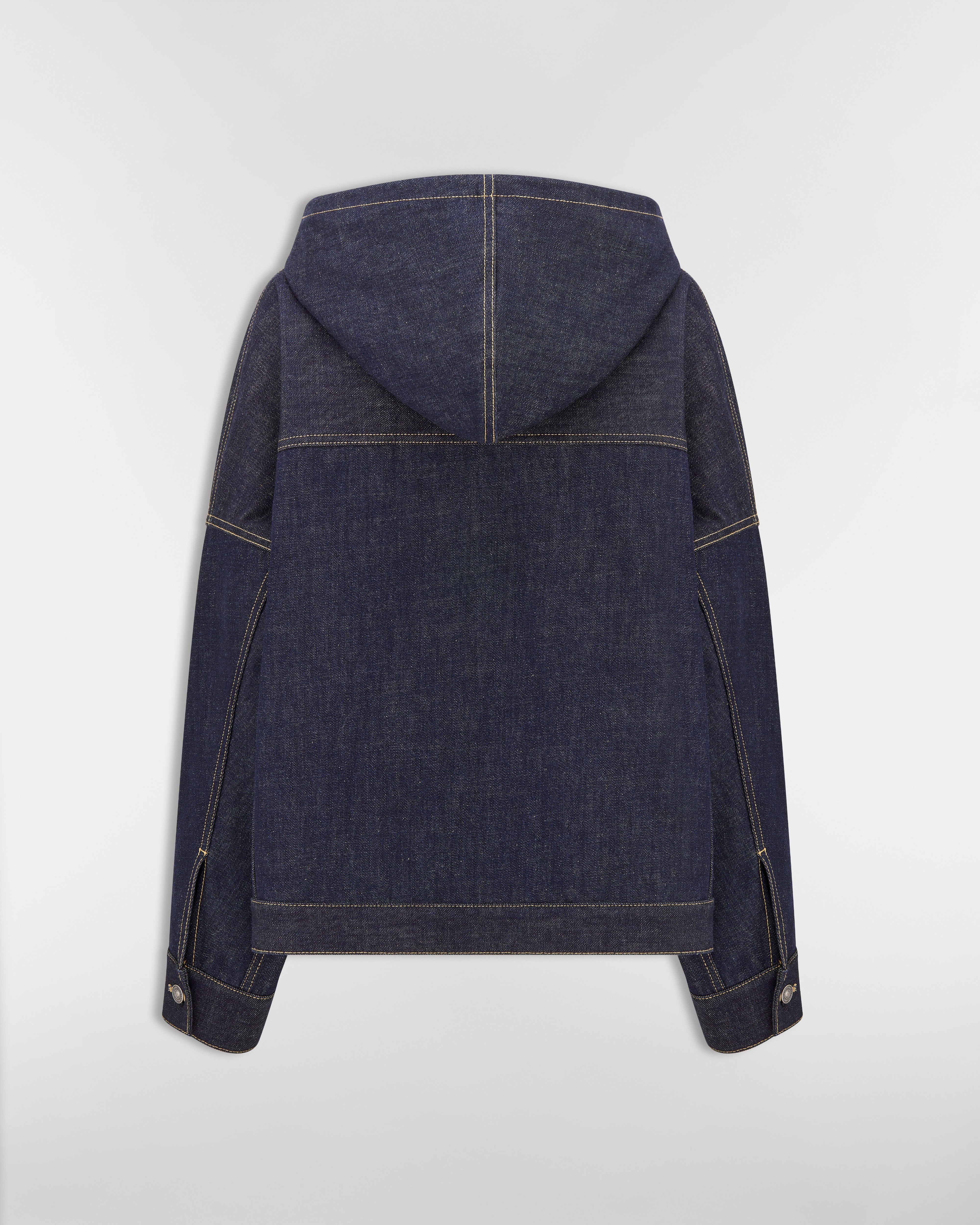 寬身連帽外套 藍色全棉牛仔布配以 Dior Oblique 內襯 E08