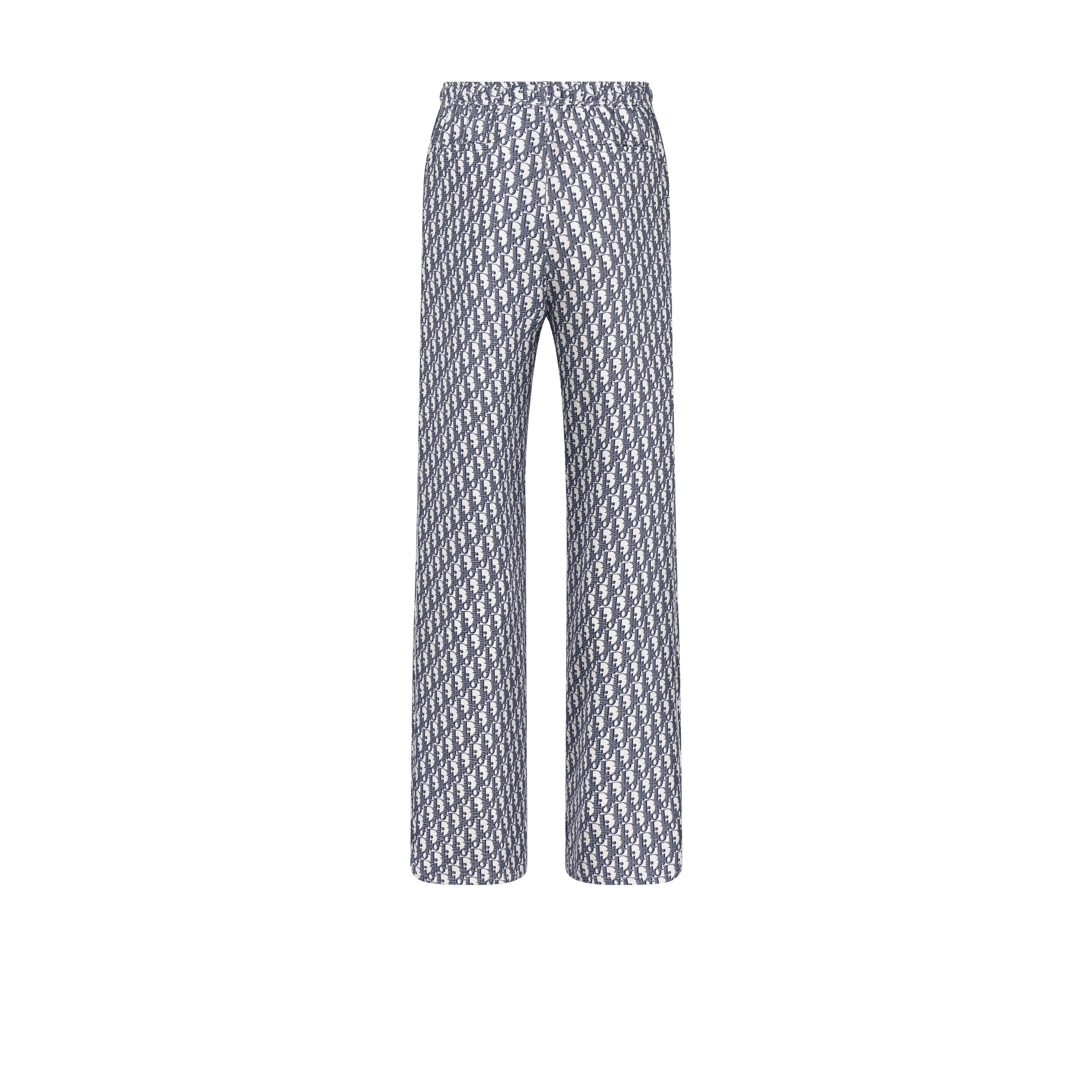 Dior Oblique Pajama Pants White and Blue Silk Twill E08