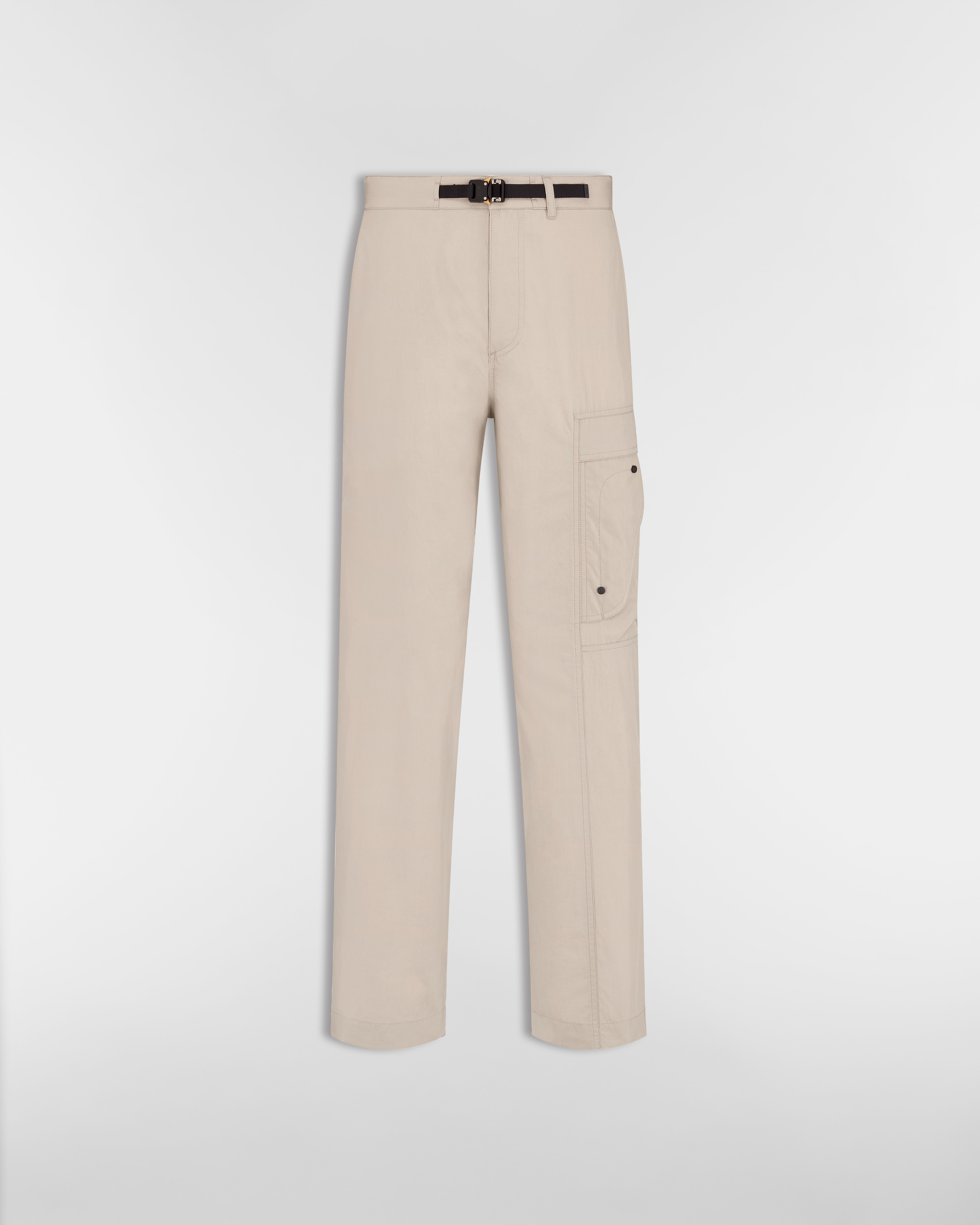Cargo Pants with Saddle Pocket Beige Blended Cotton E01