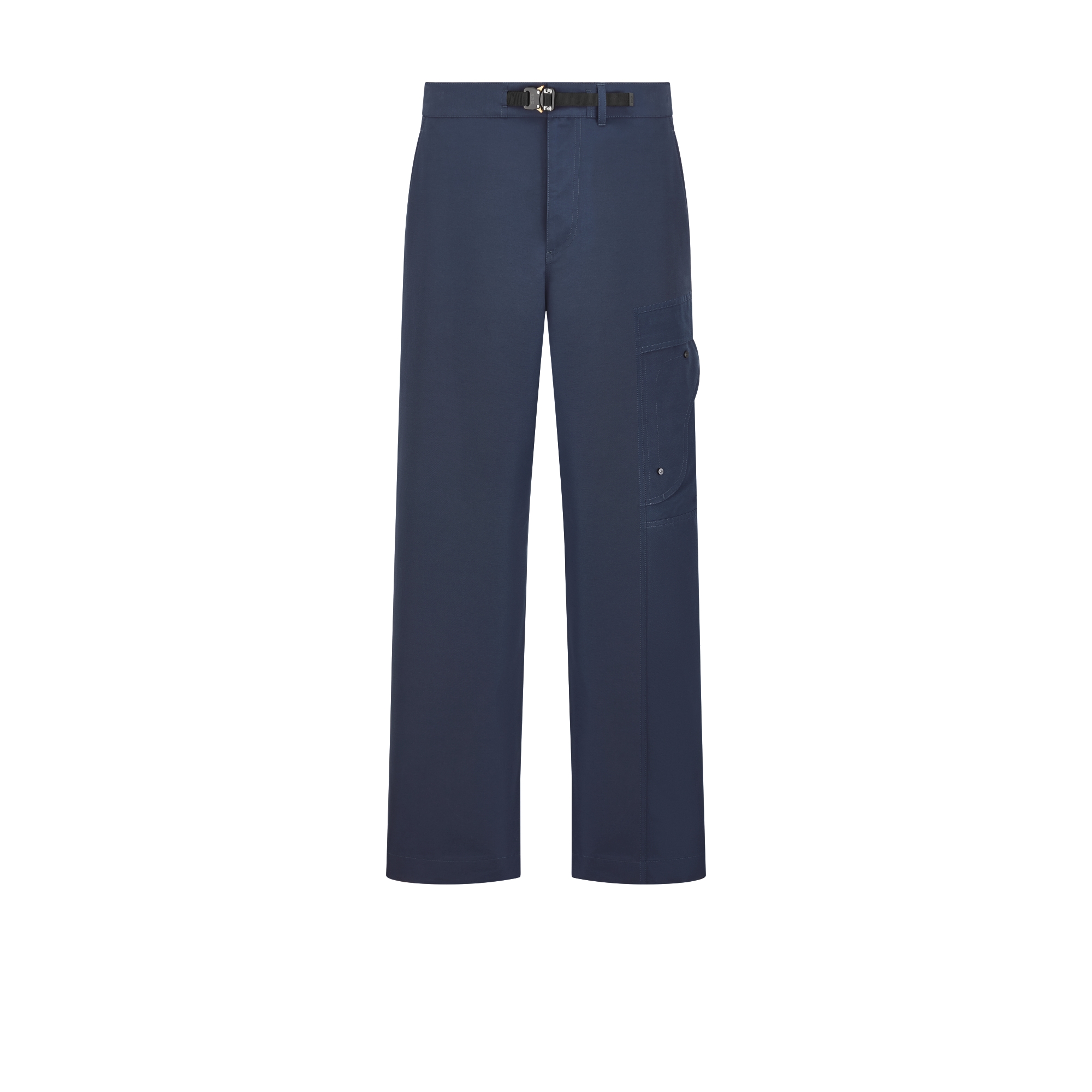 Cargo Pants with Saddle Pocket Navy Blue Cotton-Blend Ottoman E01