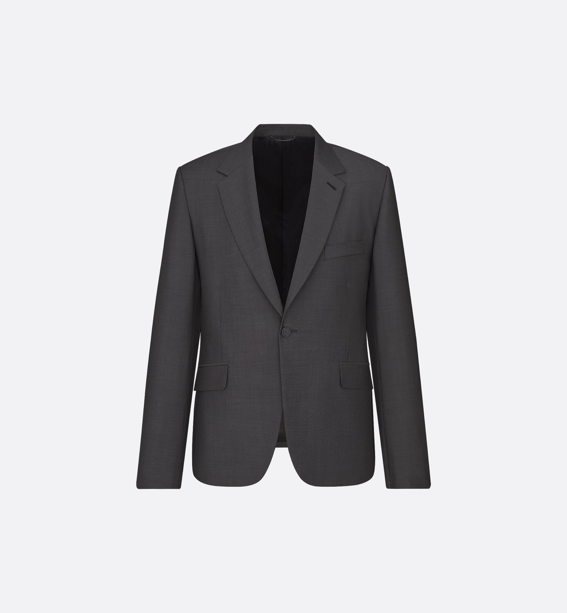 Bar Jacket with Oblique Closure Navy Blue Virgin Wool Twill Bar Jacket with Oblique Closure Navy Blue Virgin Wool Twill