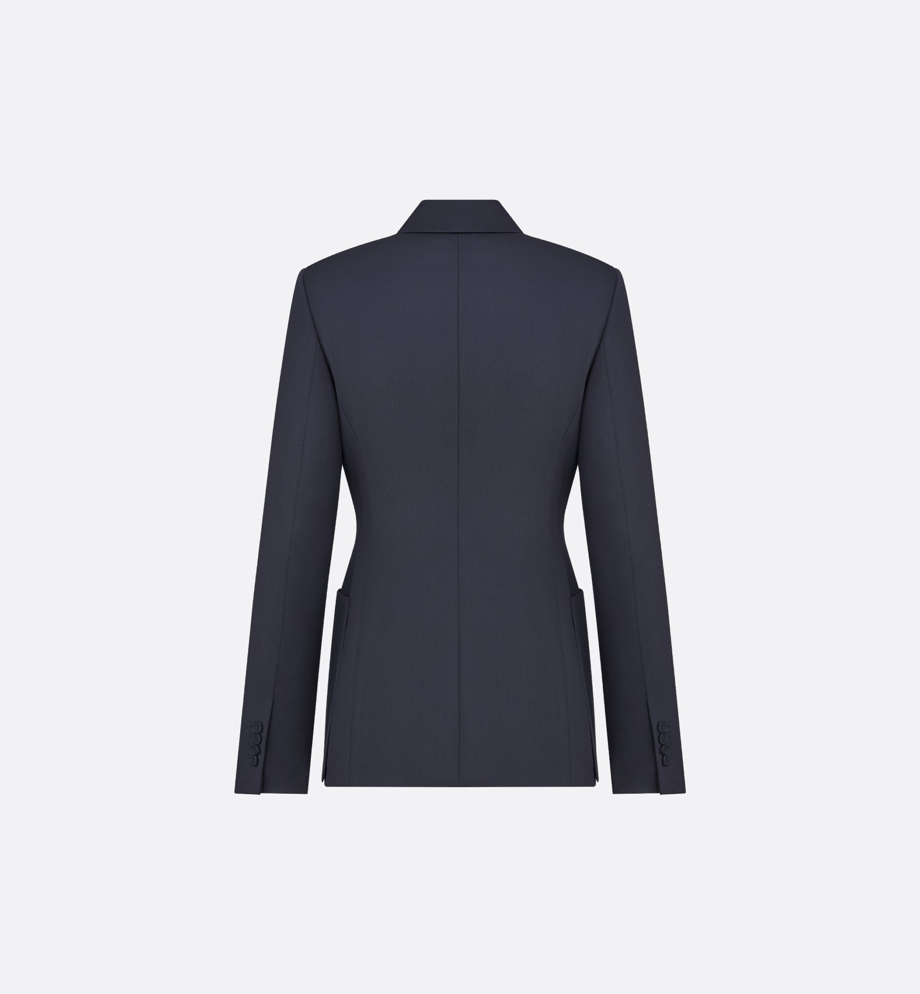 Bar Jacket with Oblique Closure Navy Blue Virgin Wool Twill Bar Jacket with Oblique Closure Navy Blue Virgin Wool Twill